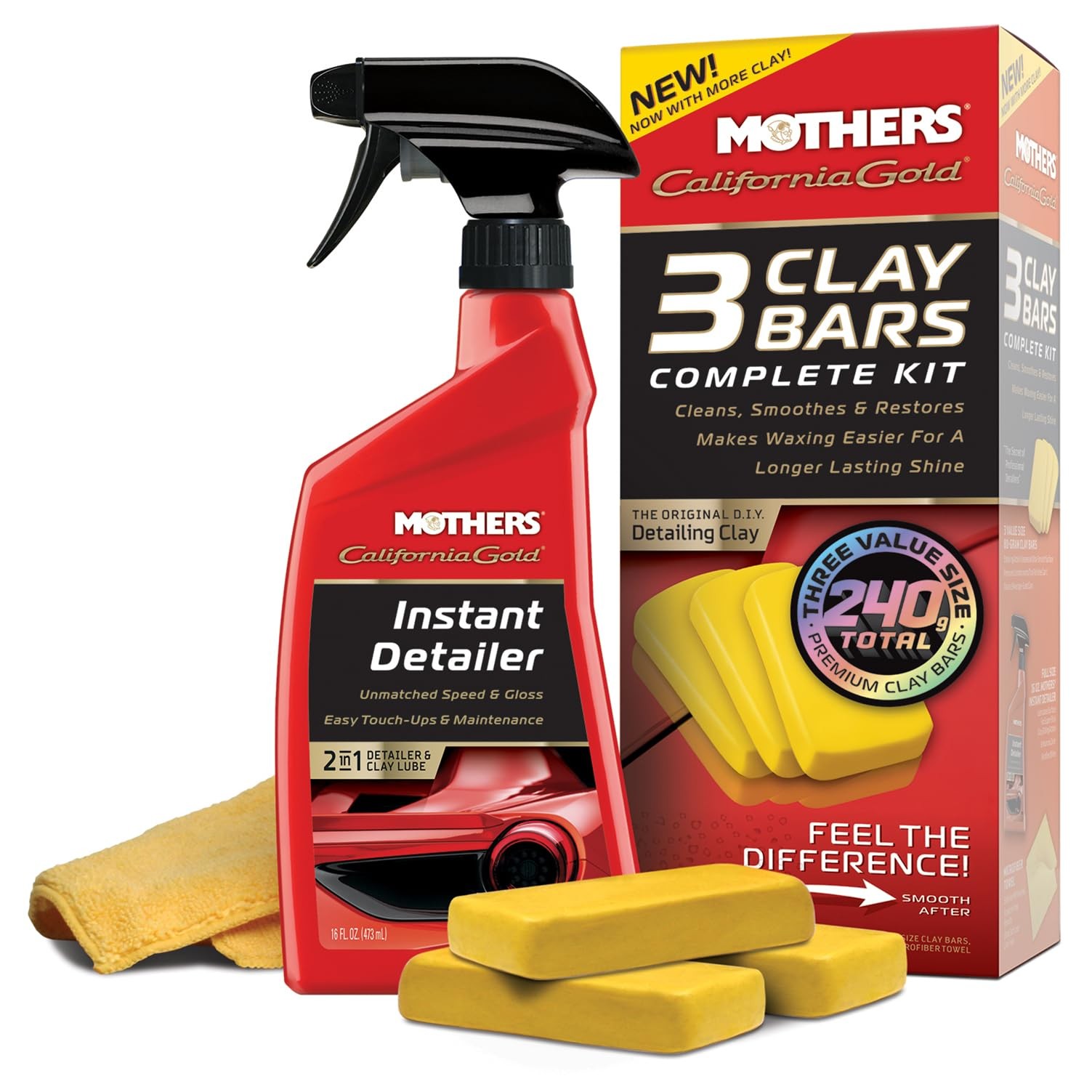 Mothers California Gold 3 Clay Bar Complete Kit, 3 16 Fl Oz (Pack of 1),