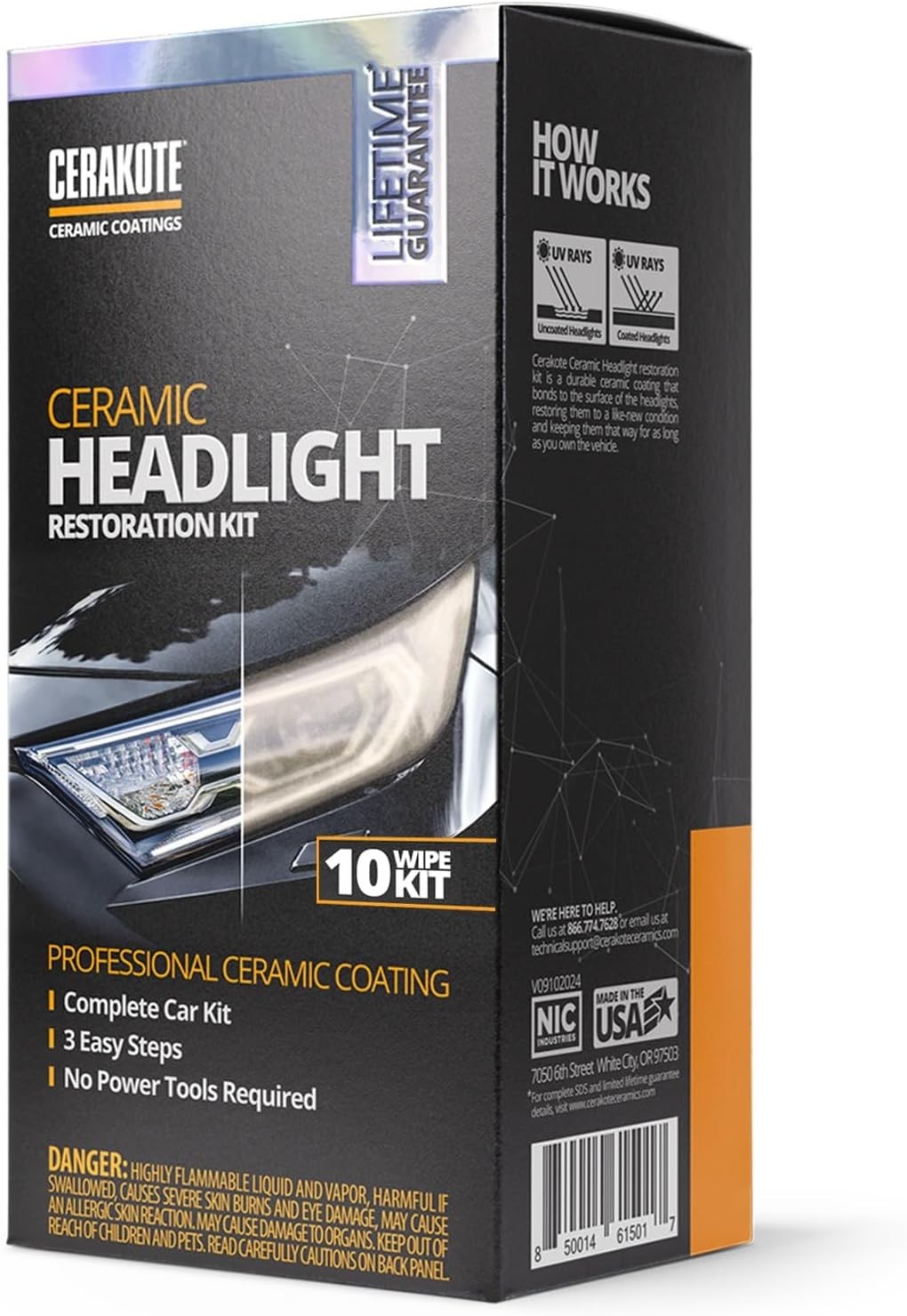 CERAKOTE® Ceramic Headlight Restoration Kit – Guaranteed 1 VEHICLE KIT, Clear