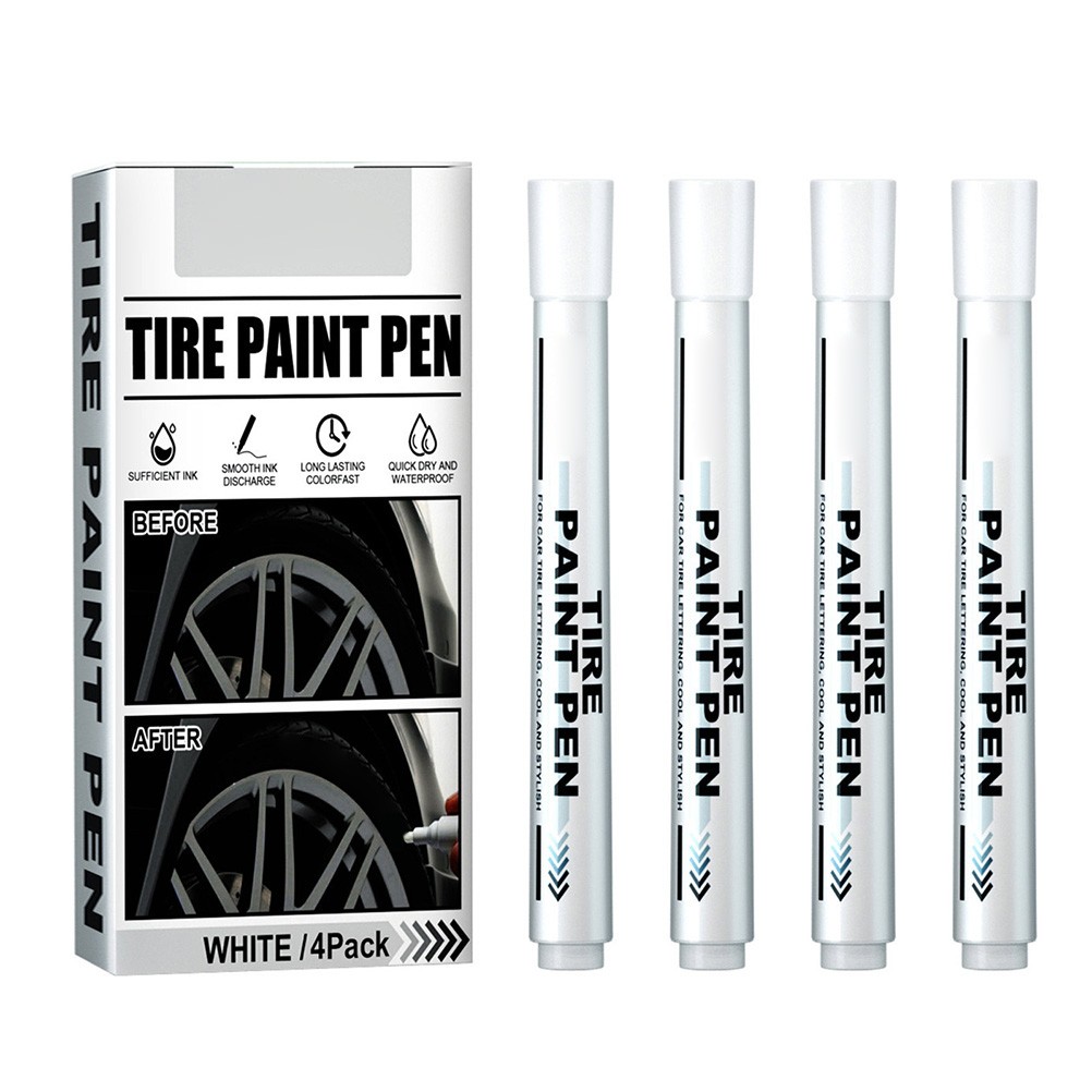 Hot 4 Pack White Marker Pen Fade Resistant Waterproof Tire Paint Marker Pen For