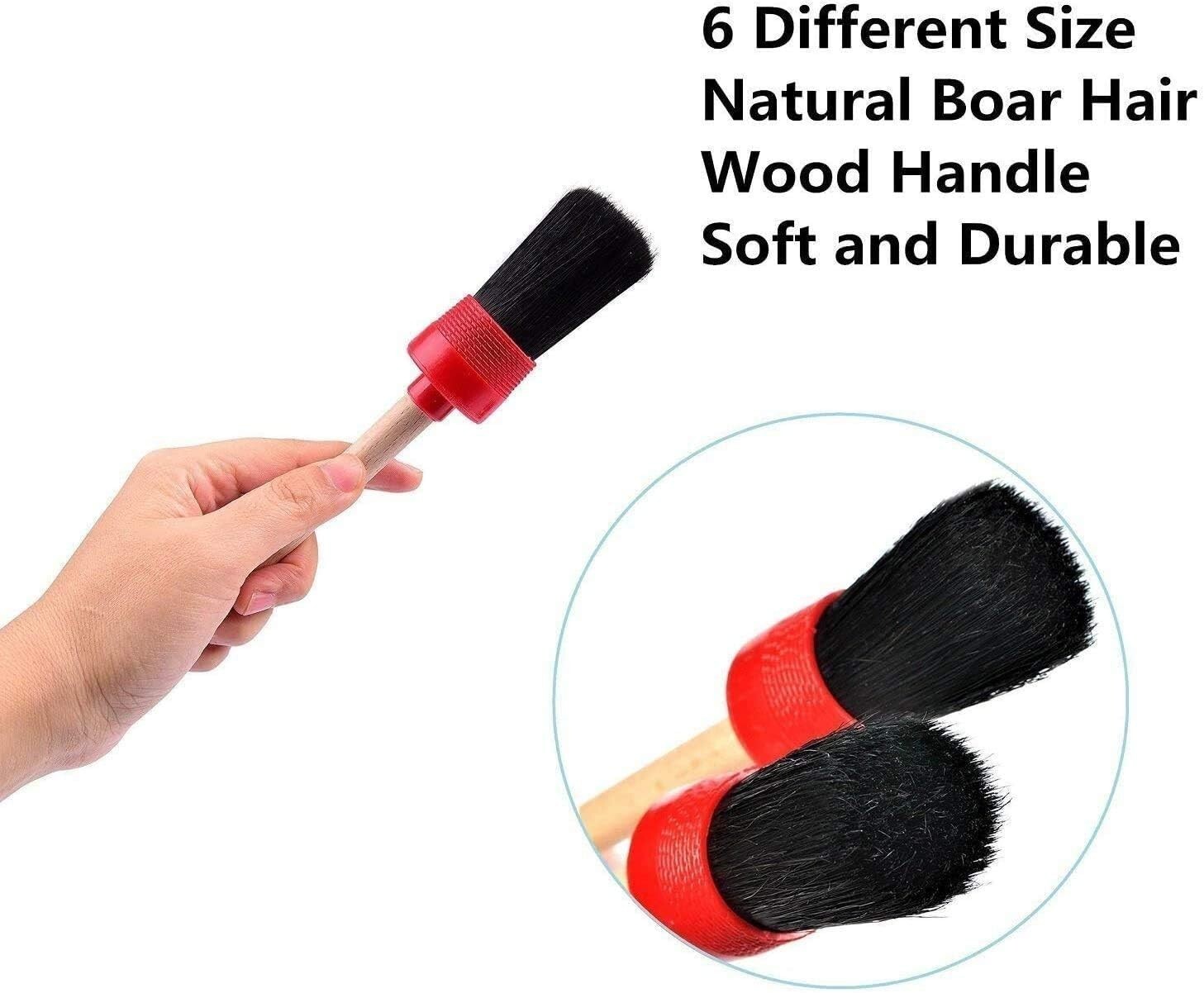 11 Pcs Red Auto Detailing Brush Set ,Car Air Conditioner Cleaning Wire Brush Kit
