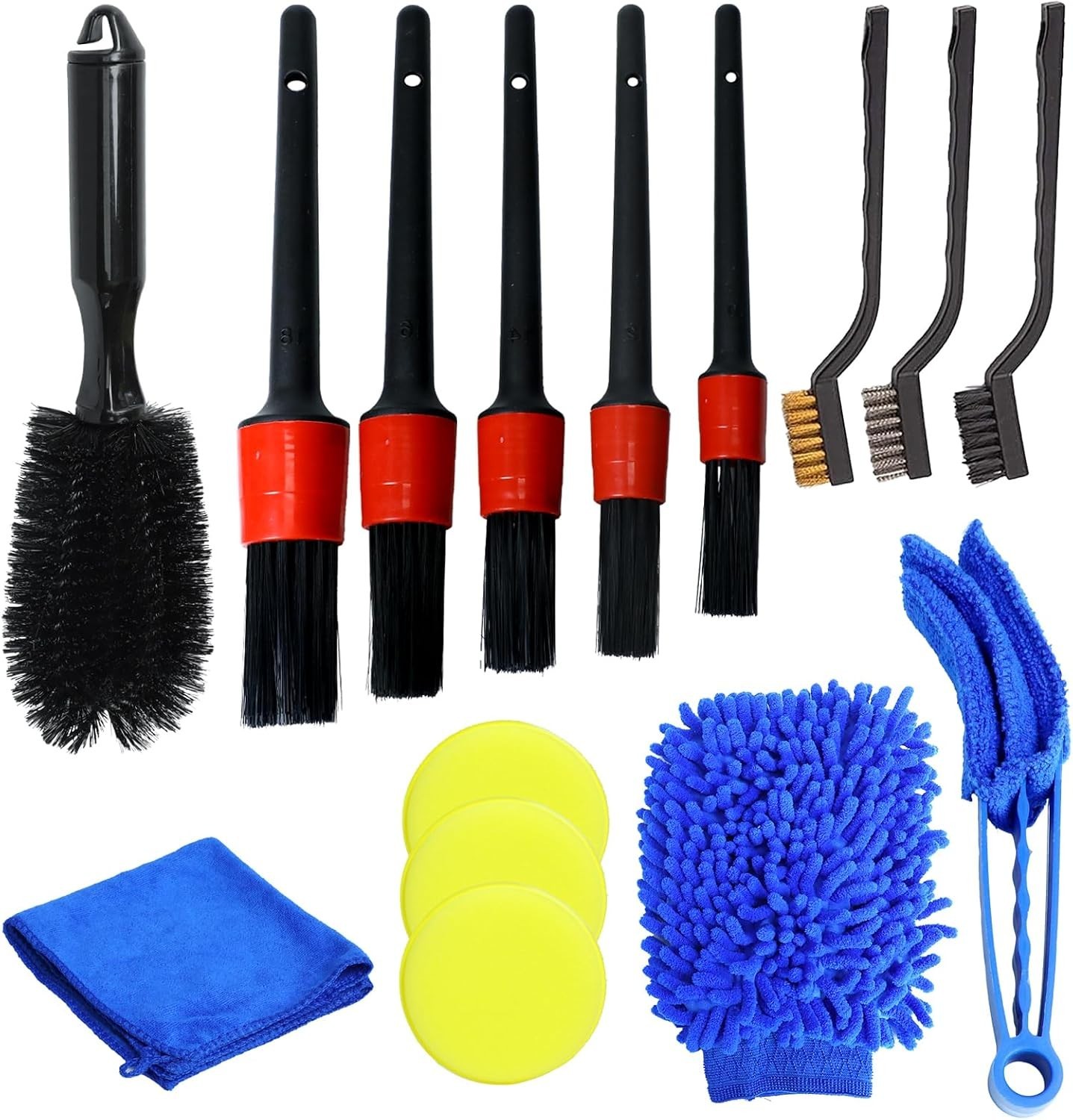 Complete 15 Pcs Auto Detailing Brush Set – Gentle, Effective Car Cleaning Tools