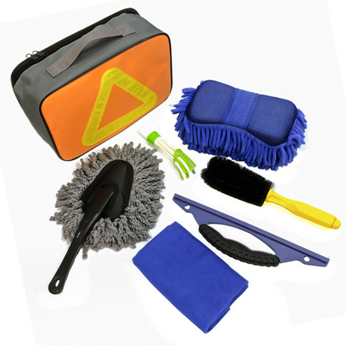 Car Washing Brush Set Towel Tire Wheel Gap Cleaning Tool Sponge Rub Kit W/Bag