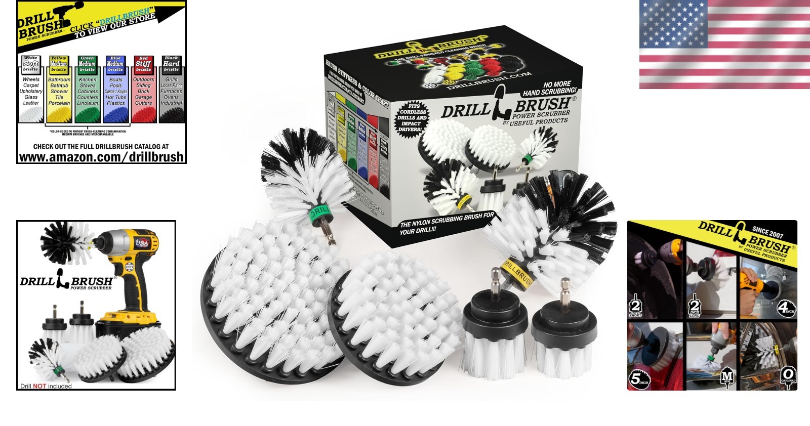 Spin Brush Drill Attachment Kit 6pc Automotive Interior & Exterior Cleaning