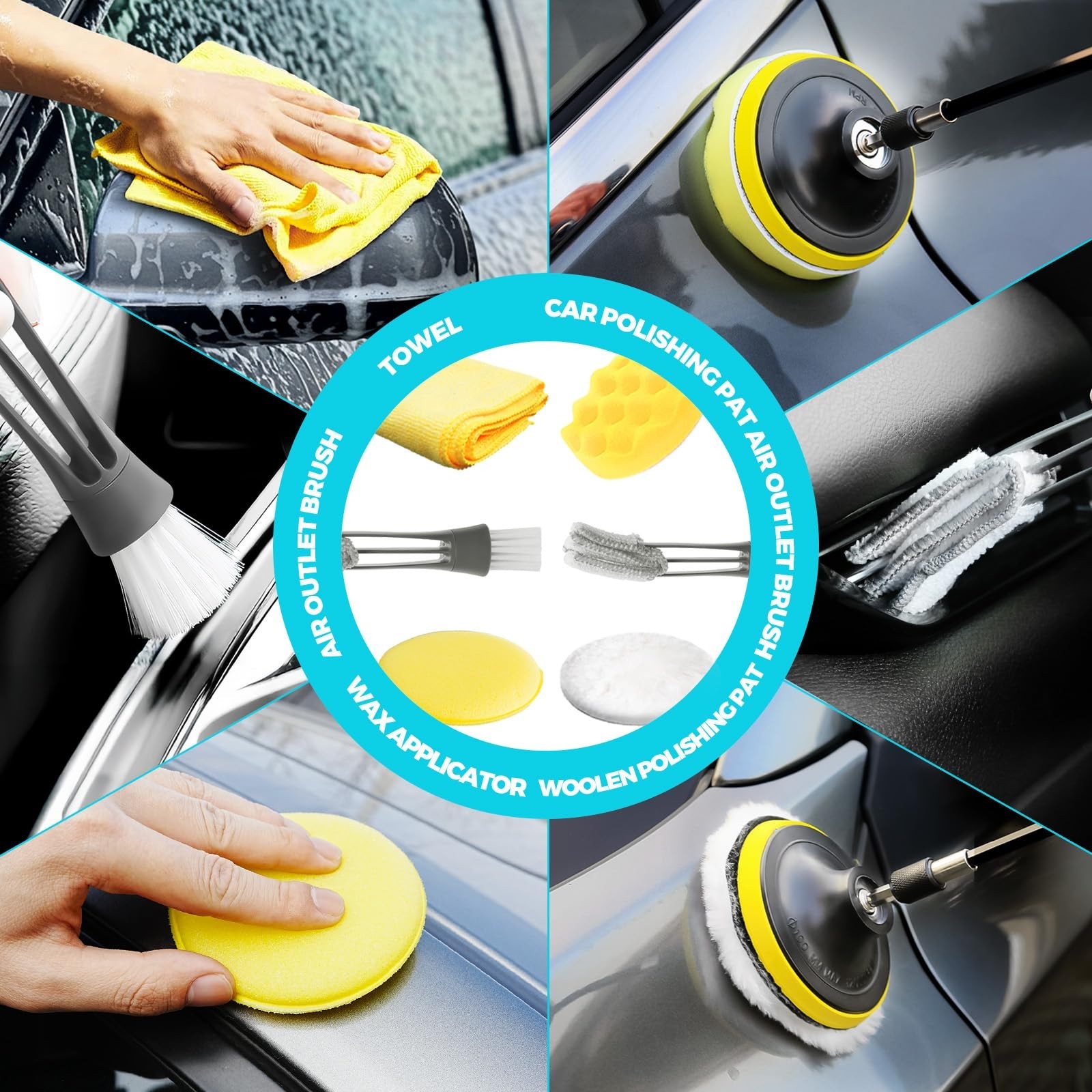 30Pcs Car Detailing Kit – Brushes, Dusters, Gel & Tools for Interior & Exterior