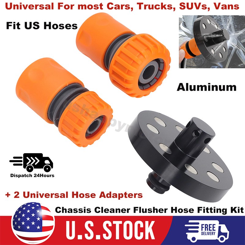 For US Hoses Aluminum Chassis Cleaner Flusher Standard Hose Fitting w/ 2 Adaptor