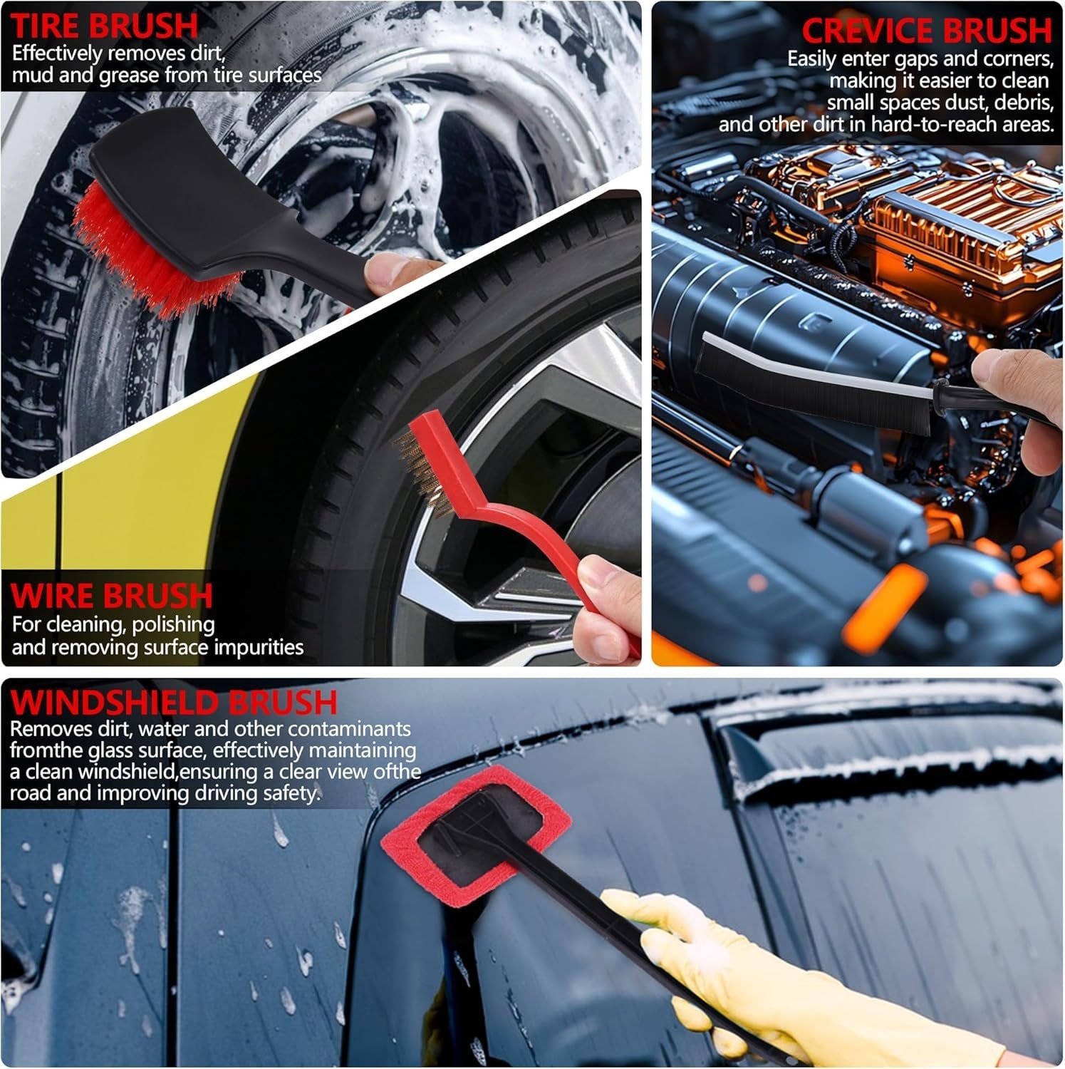 32Pcs Car Detailing Kit, Auto Detailing Brush Set and Drill Brush Attachments…