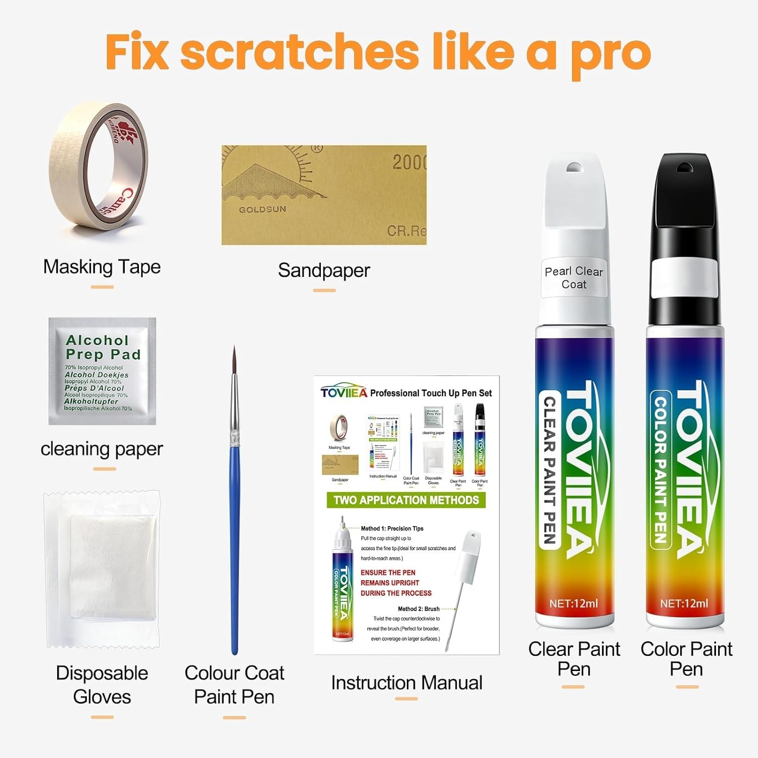A96 Mineral White Touch Up Paint with Clear Coat – Fast Scratch Remover for BMW