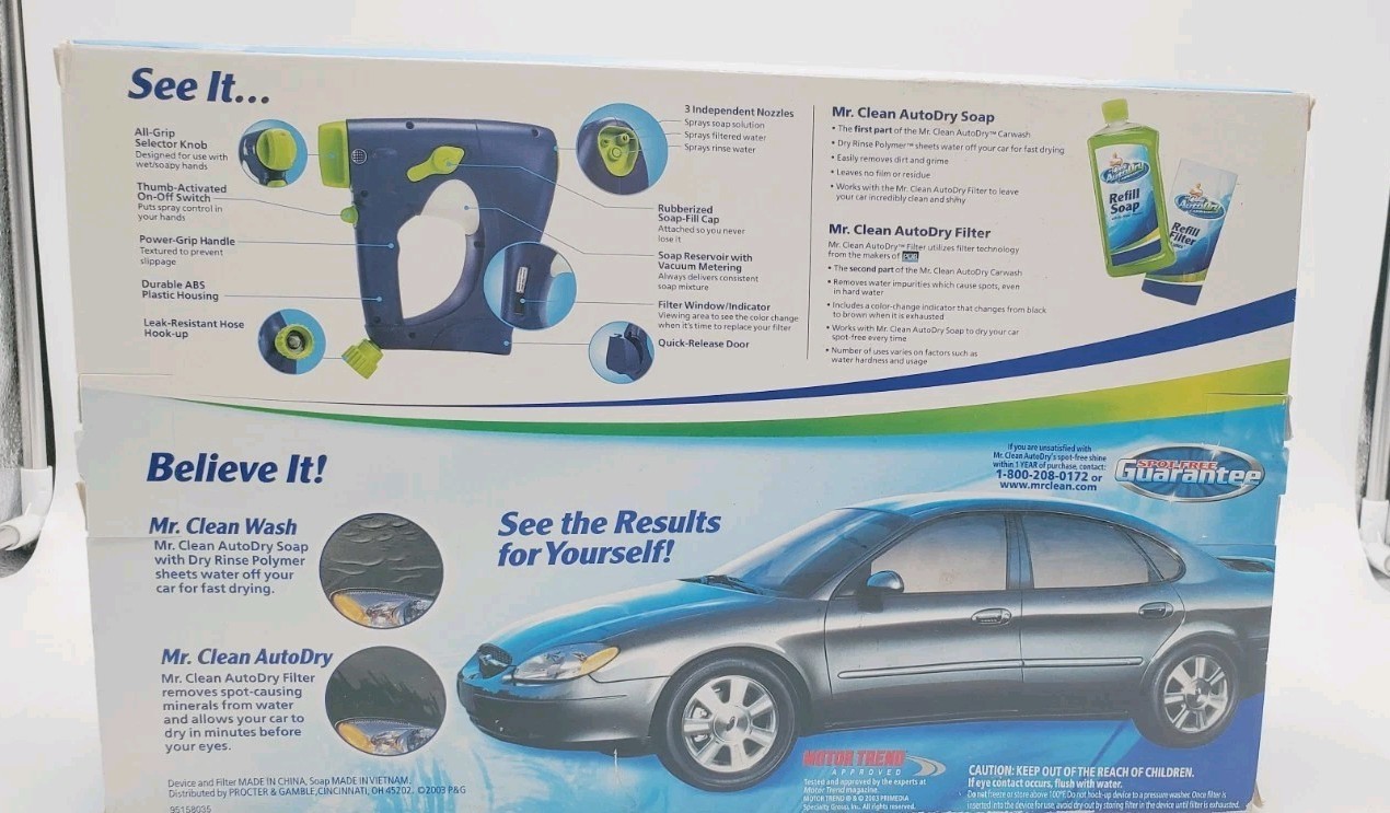 New Mr. Clean AutoDry Carwash System Auto Car Detail Kit Soap Filter Sprayer