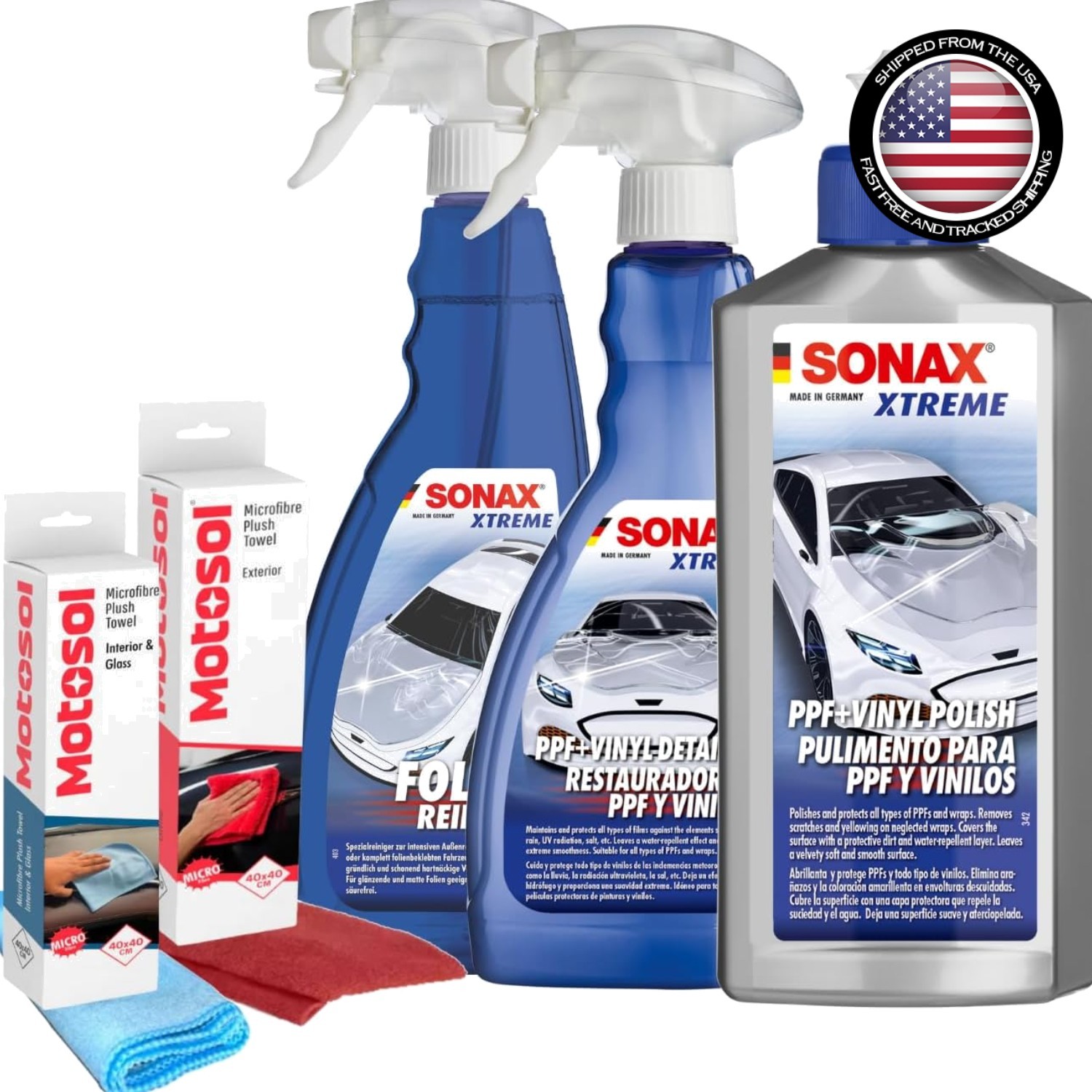 SONAX Cleaner & Protector Kit for Paint Protection Film & Vinyl Wraps