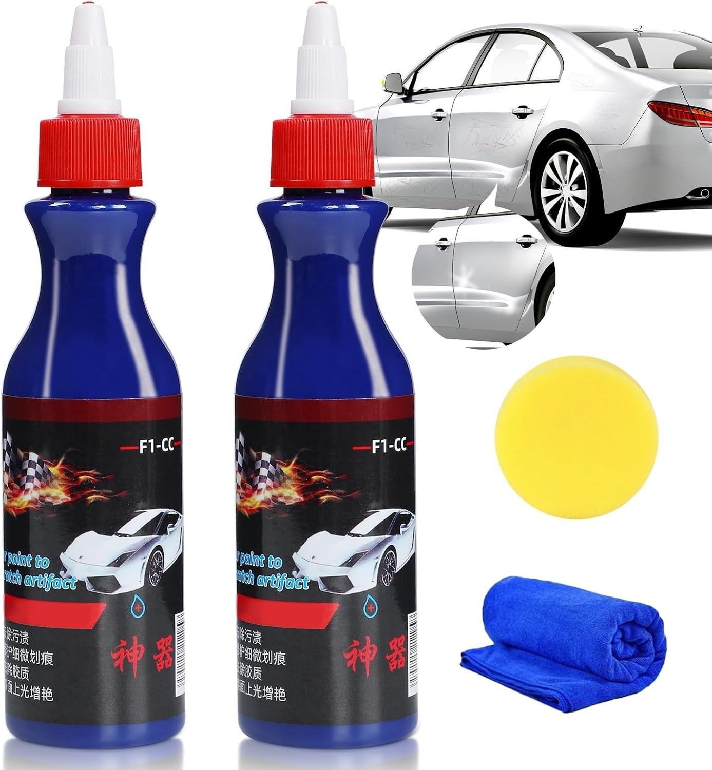 2PCS Car Scratch Repair Wax – 2024 Paint Restorer for Light to Medium Scratches