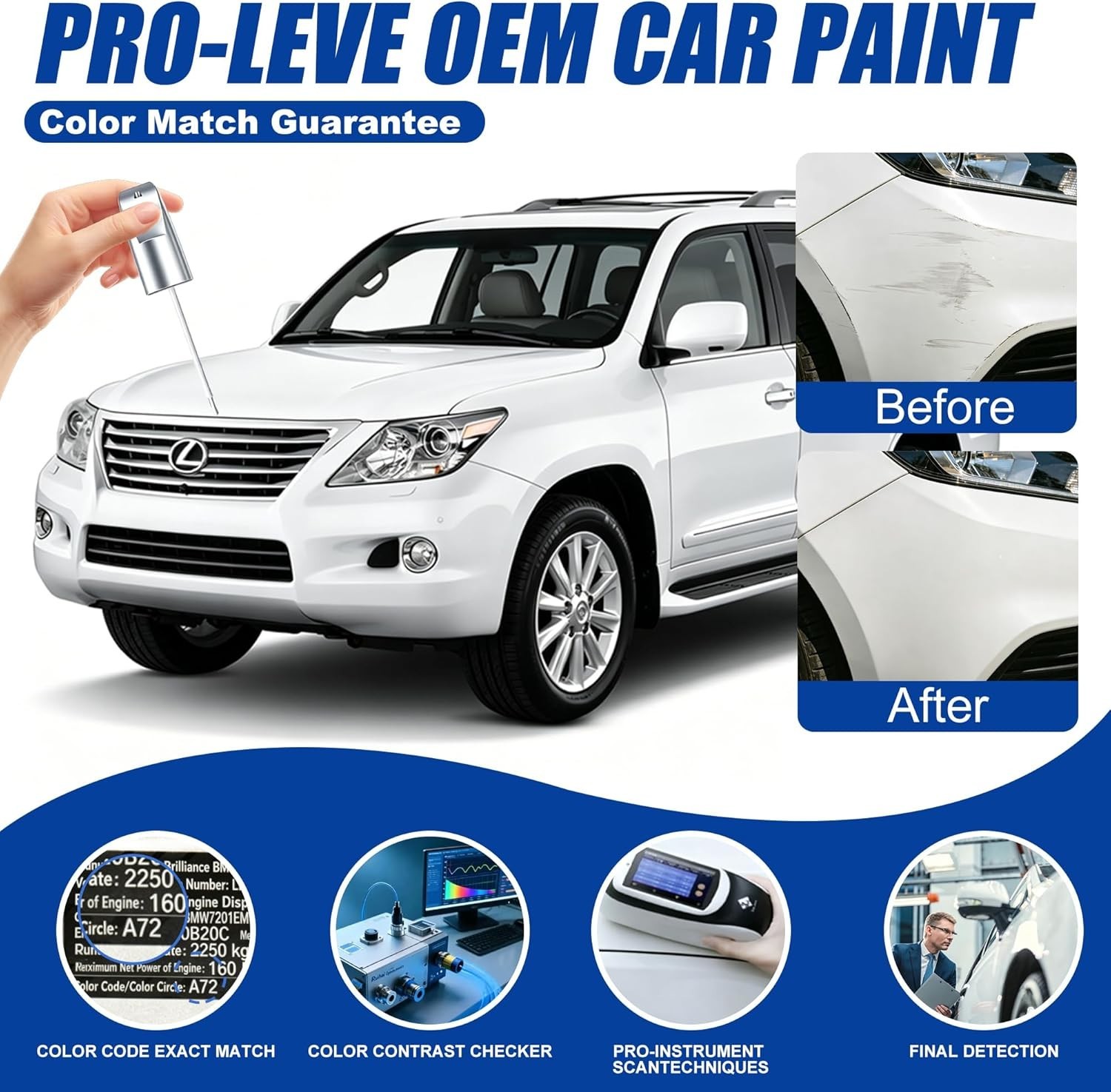 Agate Black Metallic Automotive Touch Up Paint Kit for Ford – All-in-One Repair