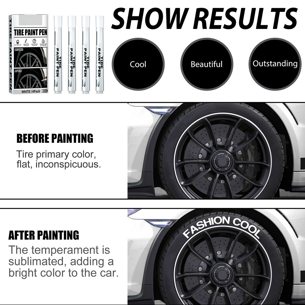 Hot 4 Pack White Marker Pen Fade Resistant Waterproof Tire Paint Marker Pen For