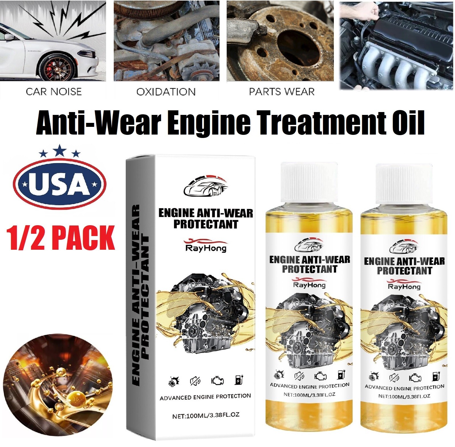 3Pcs Anti-Wear Engine Treatment Oil Additive Highly Effective Engine Protectant