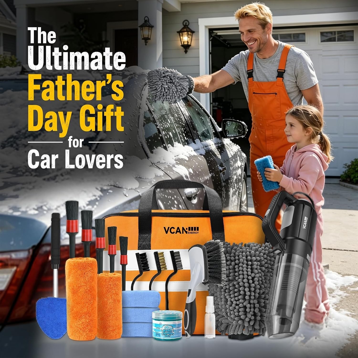 Car Detailing Kit with Powerful Vacuum & 25 Essential Tools for Men & Women