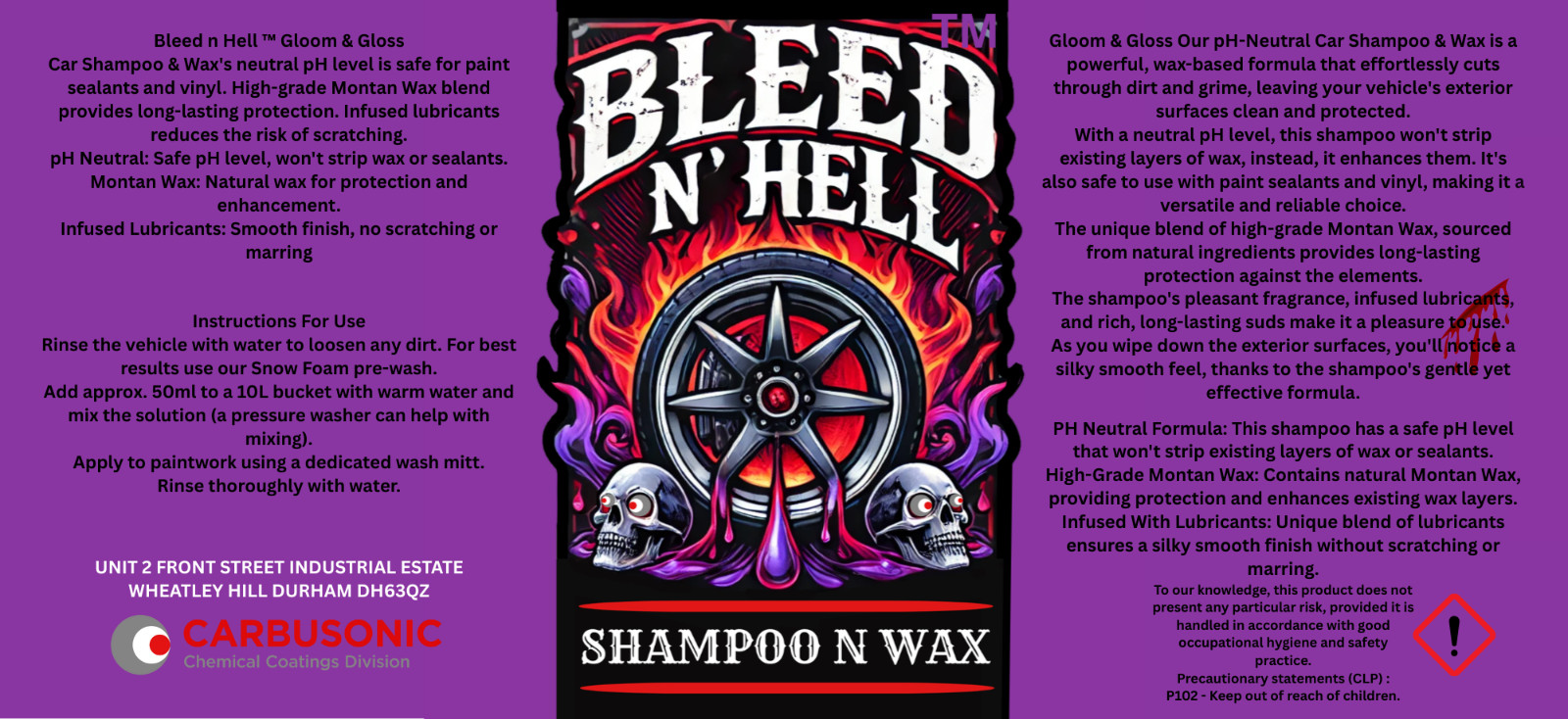 Bleed N Hell™ Shampoo N Wax pH Neutral Montan Wax Car Shampoo Scratch Free Shine