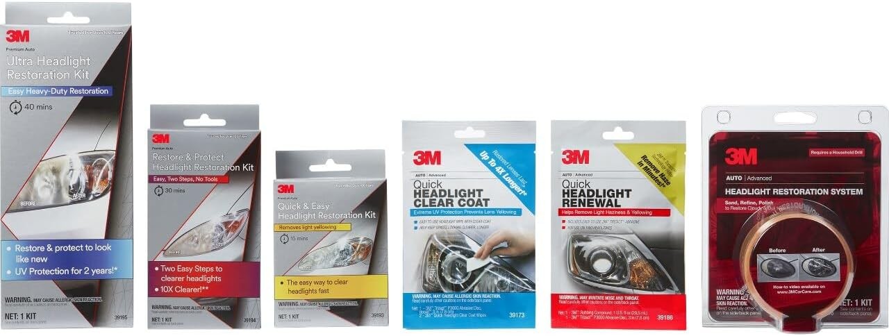 3M Ultra Headlight Restoration Kit, Contains Masking Tape, Light Sanding…