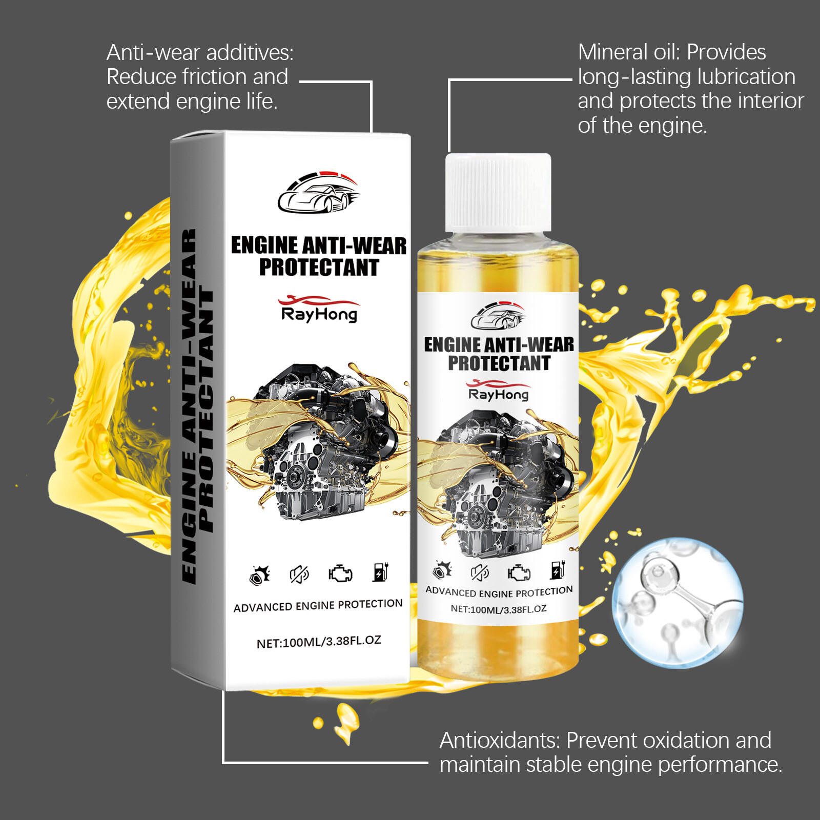 3Pcs Anti-Wear Engine Treatment Oil Additive Highly Effective Engine Protectant