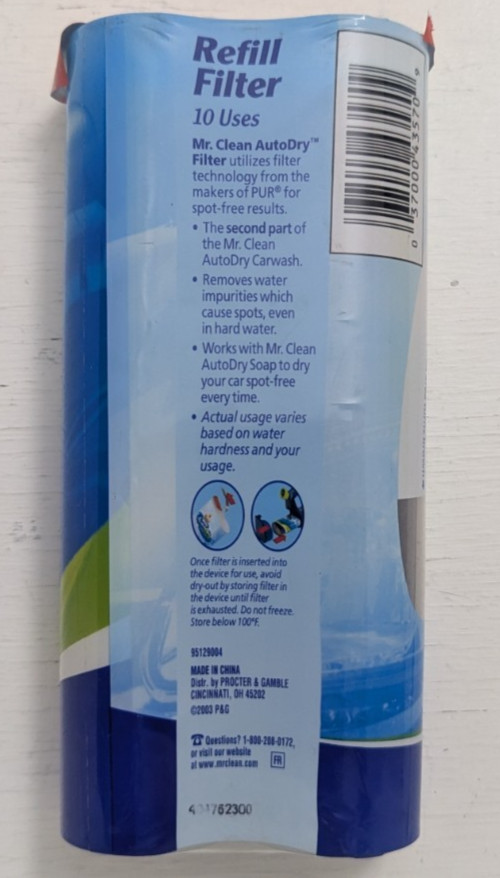 Mr Clean Auto Dry Car Wash Refill Filters 10 Uses New Sealed