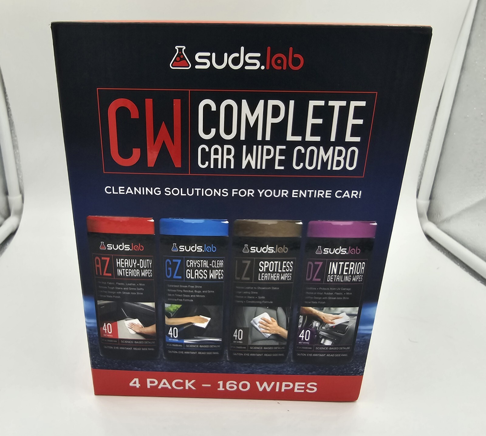 Suds Lab CW Complete Vehicle Wipe Combo Kit – 4 Pack of 160 Wipes In the Kit