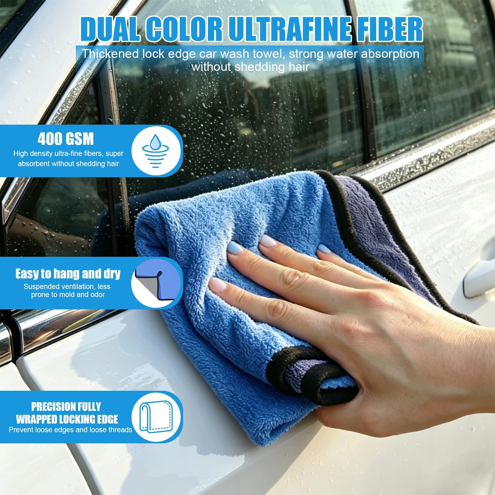 Car Cleaning Kit – Microfiber Towels for Cars, Chamois Cloth Drying Towels Ca…
