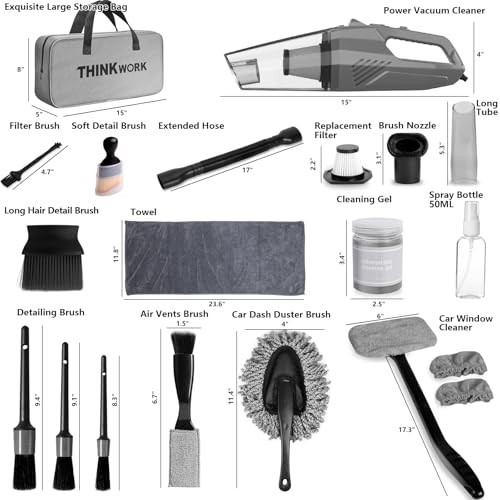 Car Cleaning Kit – High Power 8000PA Vacuum, 7-Piece Detailing Brush Set & Bag