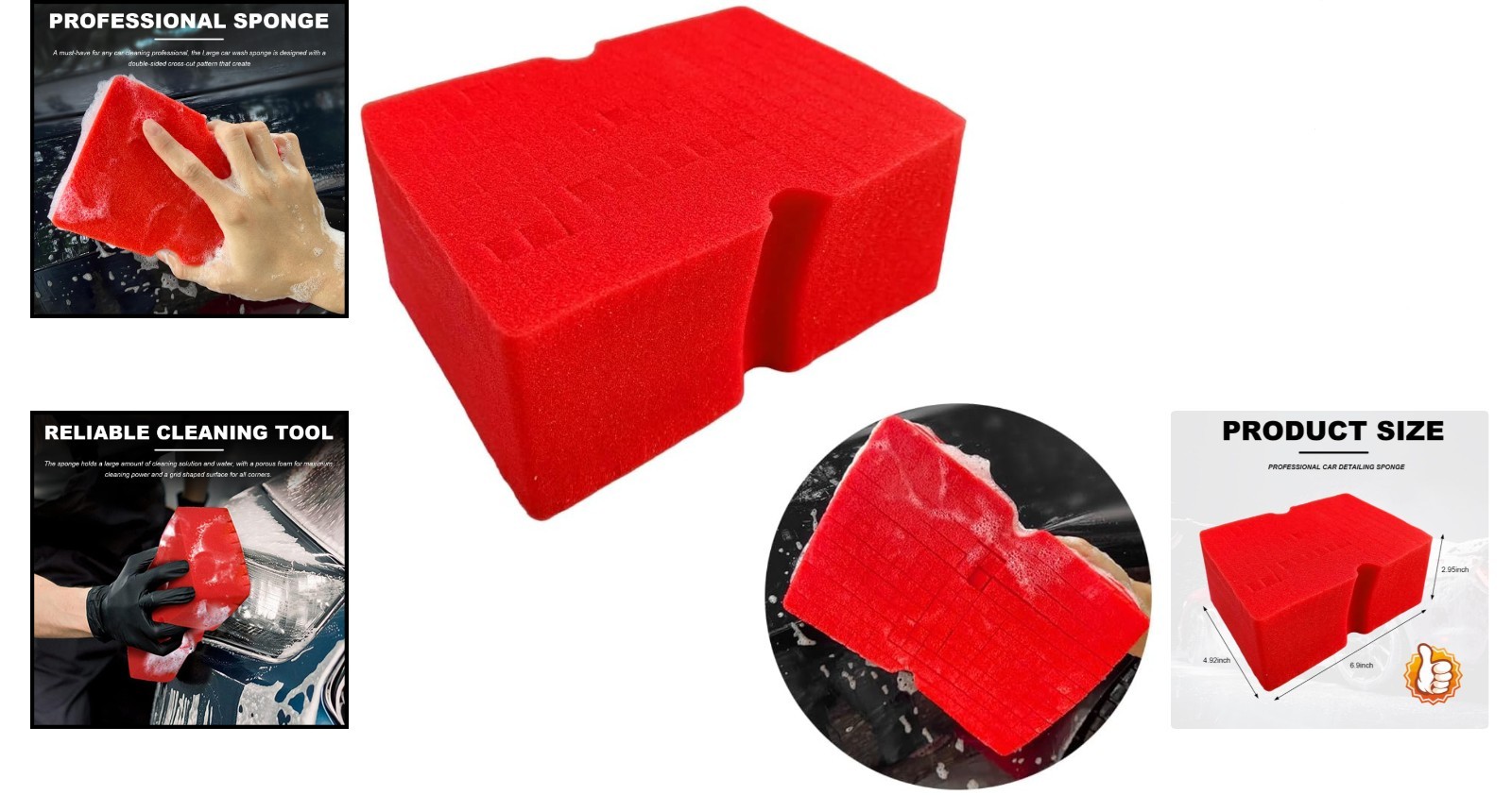 Car Wash Sponge, Large Scratch-Free Cross Cut Sponge for Soap & Rinseless Was…