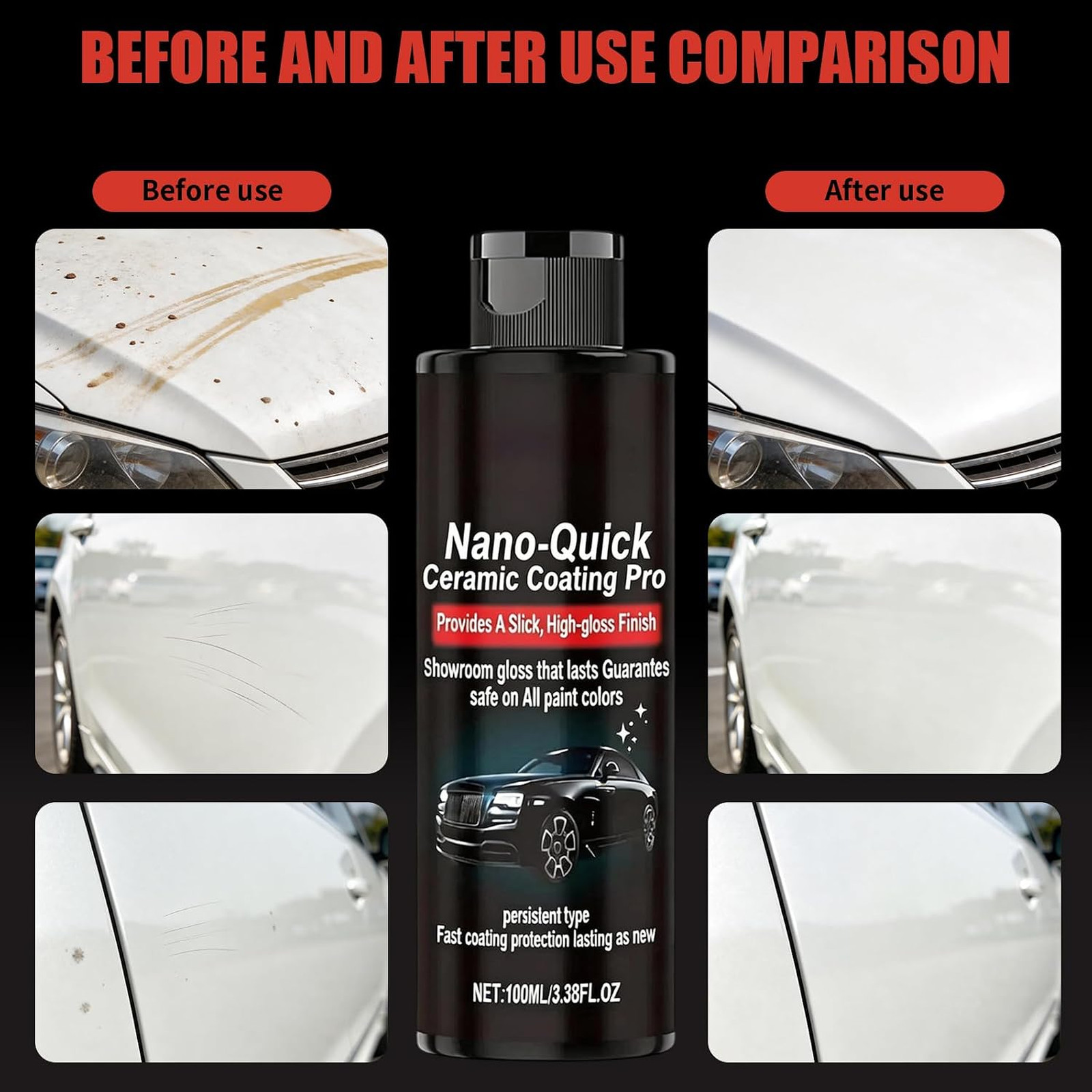 Ceramic Coating Spray 2 Pieces Nano Quick Car Detailing Dust Proof Glass Luster