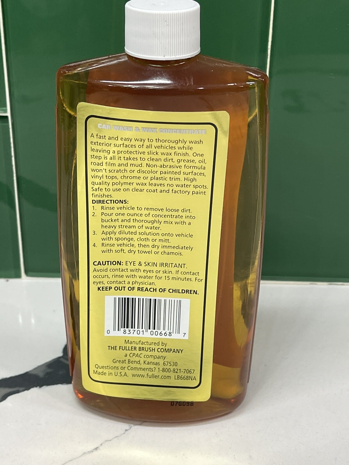 The Fuller Brush Company, Car Wash And Wax SEALED 16oz Bottle
