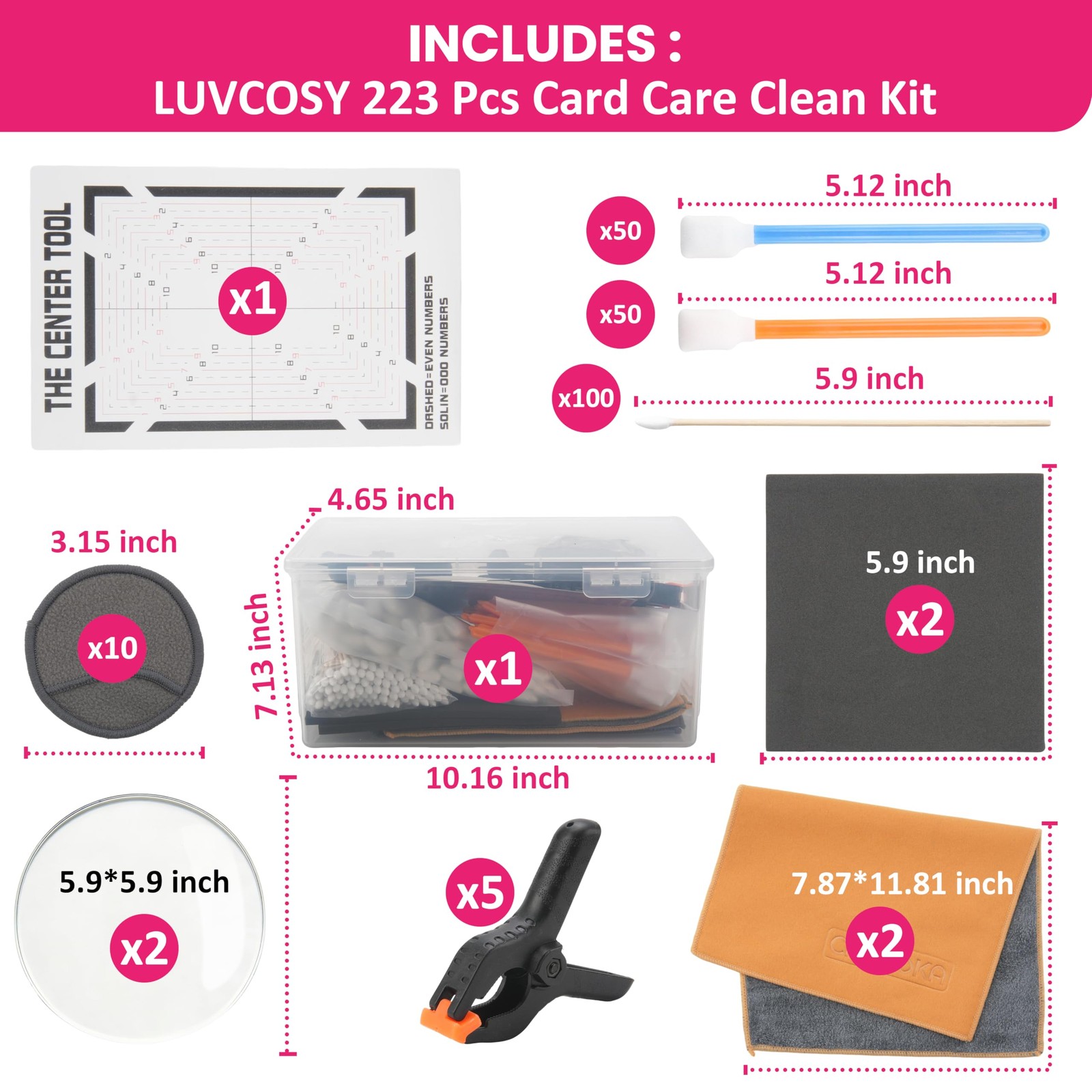223 Pcs Trading Card Care Cleaning Kit, Sports Card Care Flattening Kit with …
