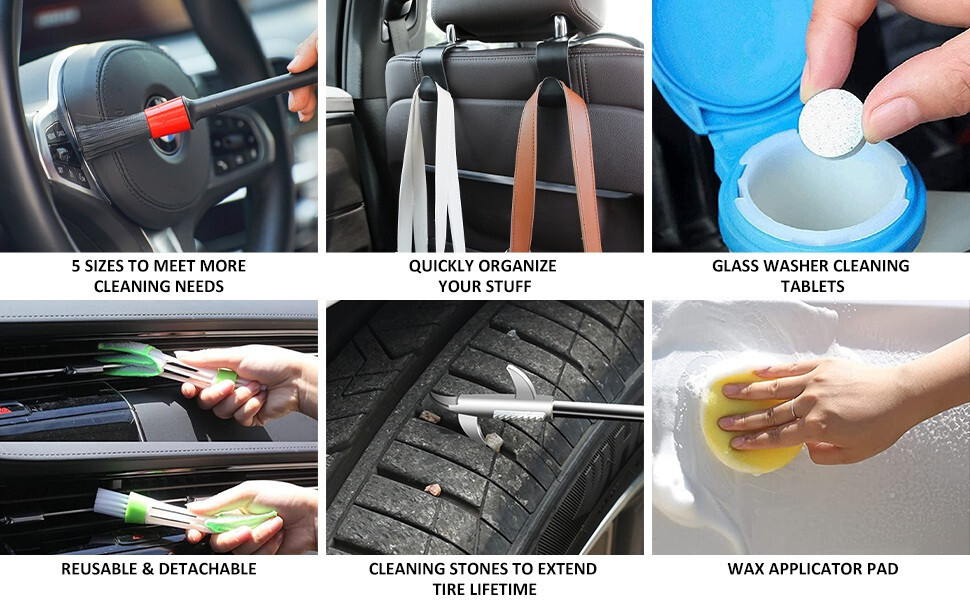Car Wash Cleaning Kit Interior Exterior Auto Detailing Set Foam Gun Sprayer Tire