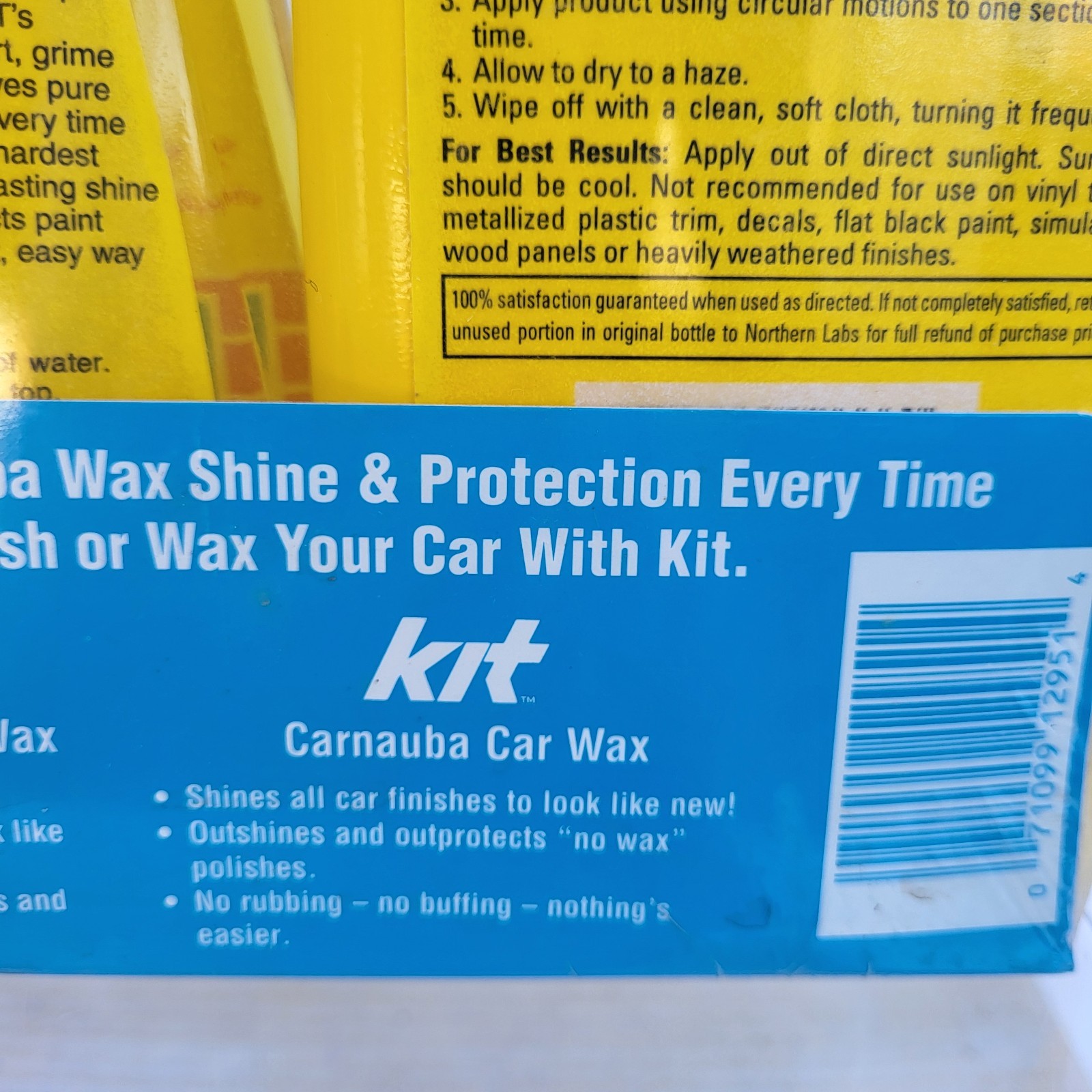 Kit Carnauba Liquid Car Wax & Carnauba Wash-Wax Long Lasting Shine Set 2 Bottles