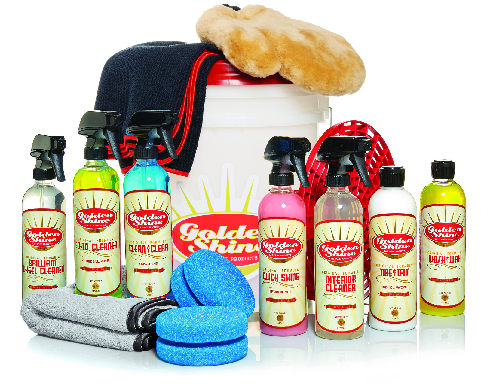 Golden Shine Car Care Ultimate Car Wash Bucket 11-Item Detailing Kit 90964K