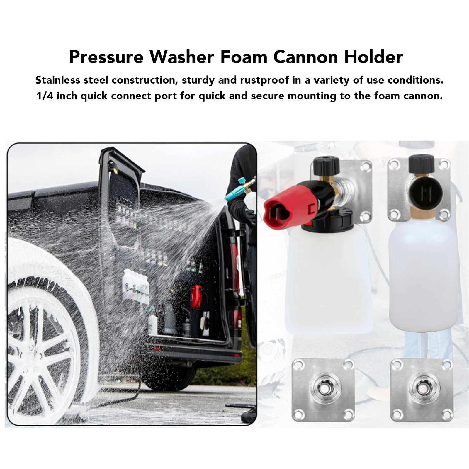 New Pair Of Pressure Washer Foam Cannon Holder 1/4in Quick Connect Wall Mount