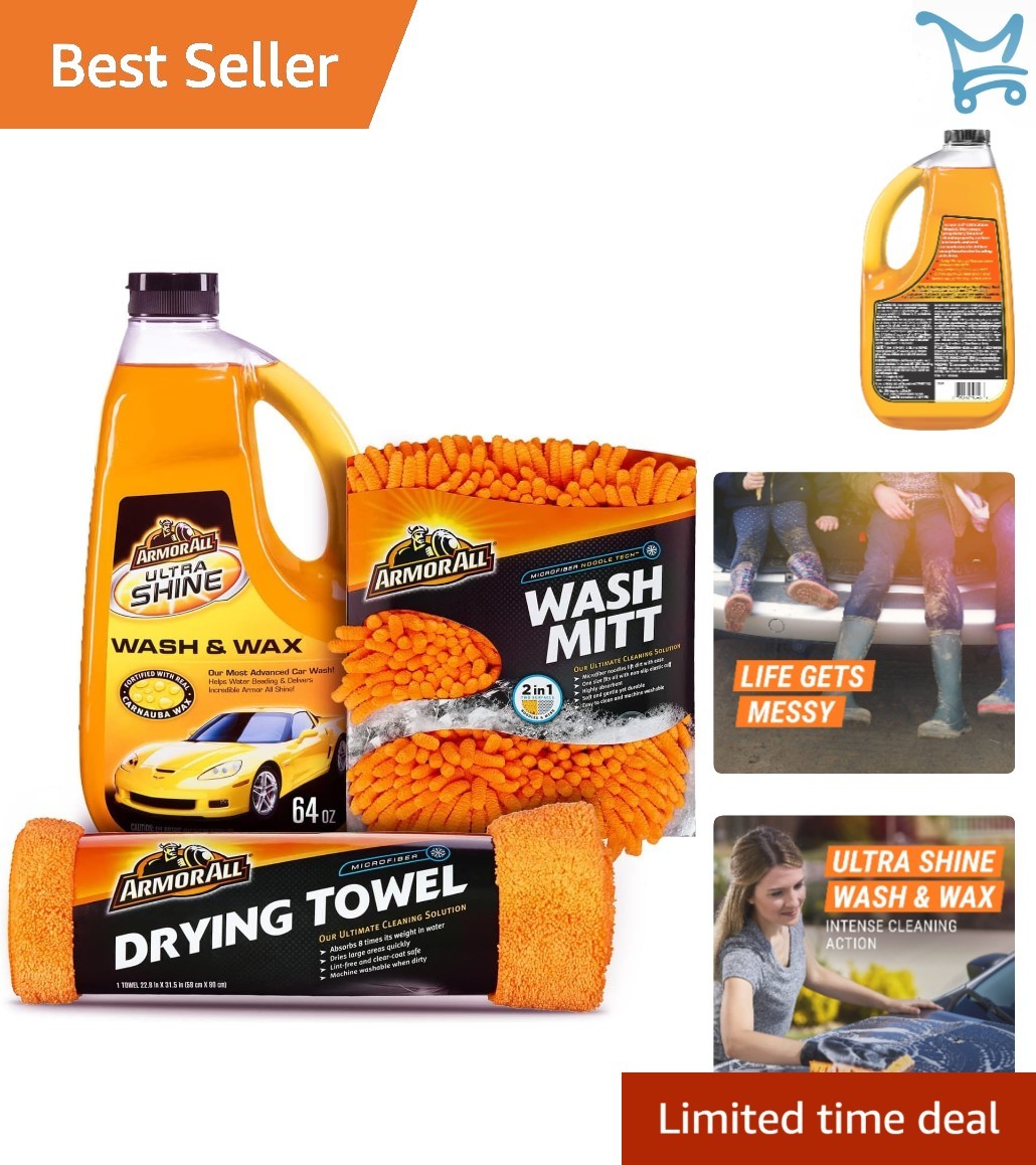 Car Wash Kit Includes Soap Mitt Towel Auto Exterior Cleaning Supplies