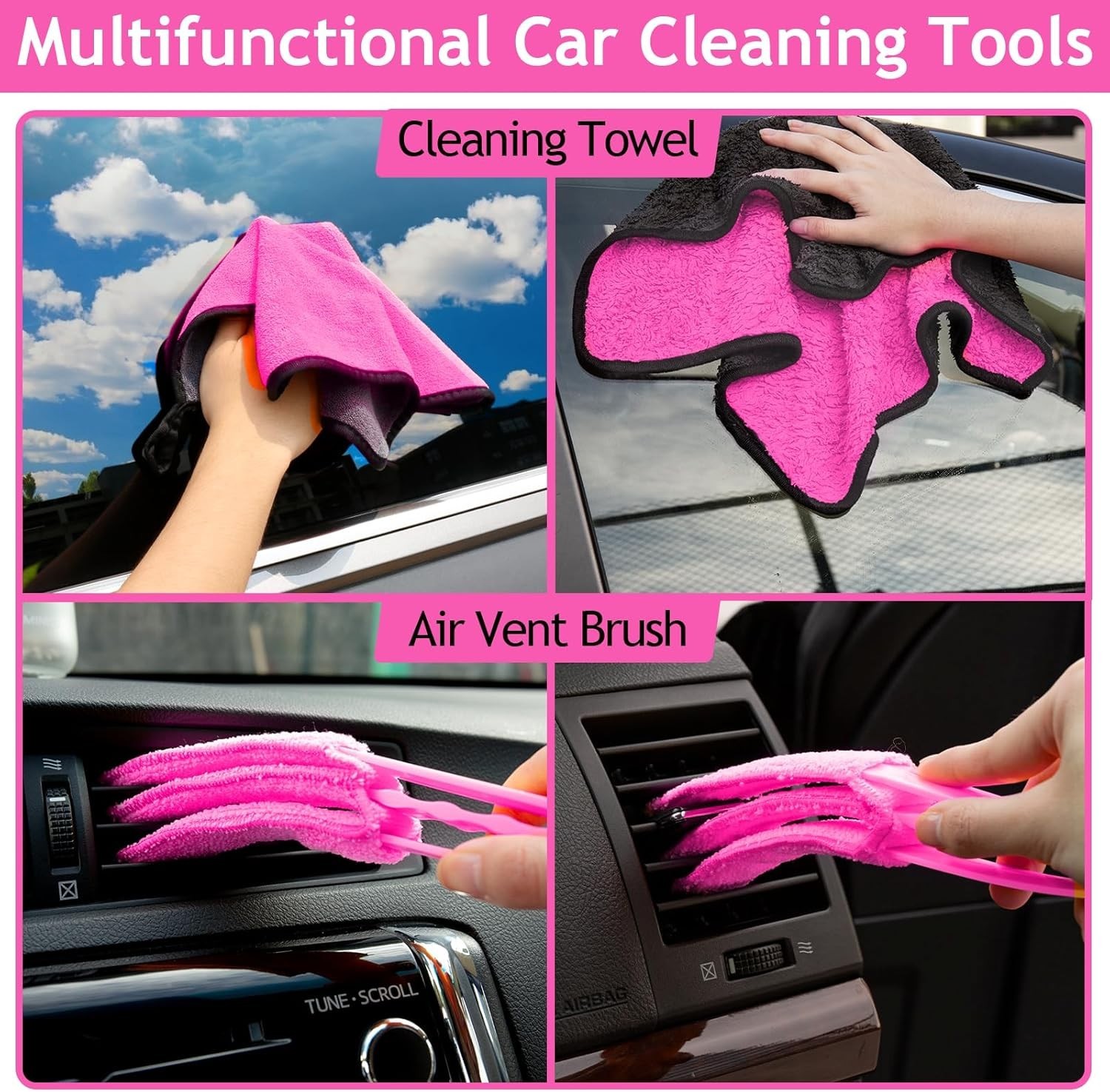 Complete 17pc Pink Car Detailing Kit – Ultimate Care for Your Vehicle’s Interior