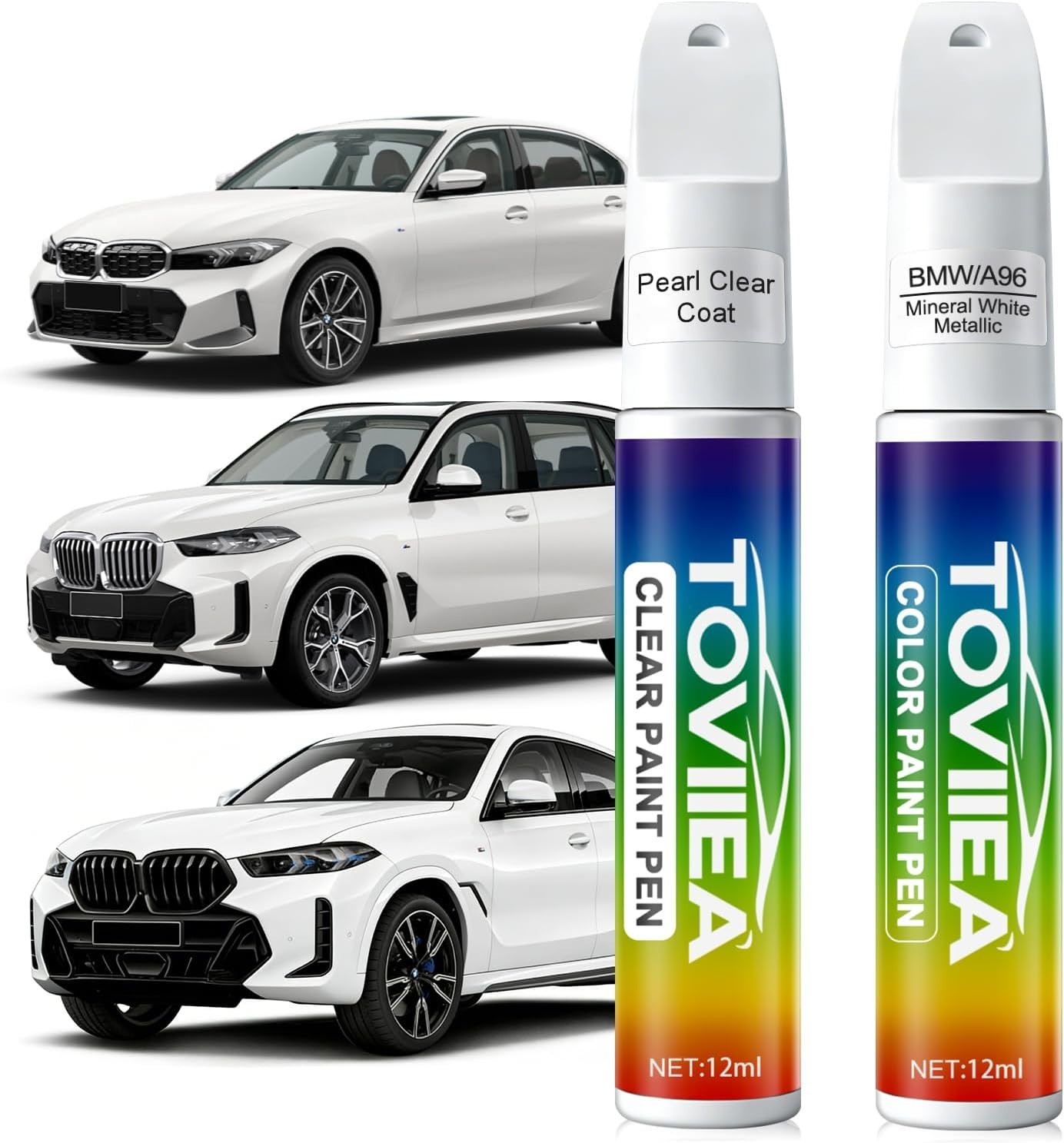 A96 Mineral White Touch Up Paint with Clear Coat – Fast Scratch Remover for BMW