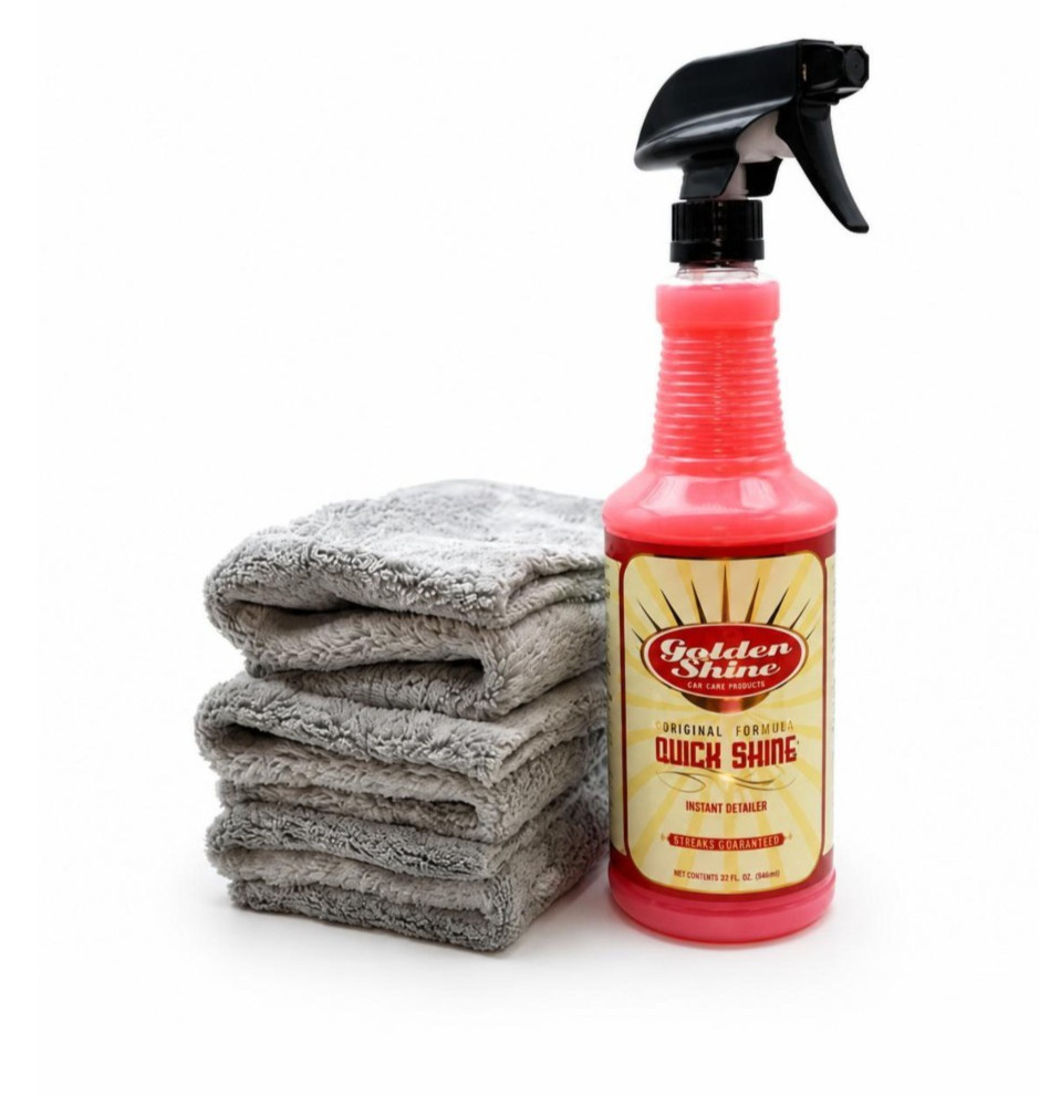 Golden Shine Car Care Quick Shine 32oz Detailing Kit w Microfiber Towels 10032K