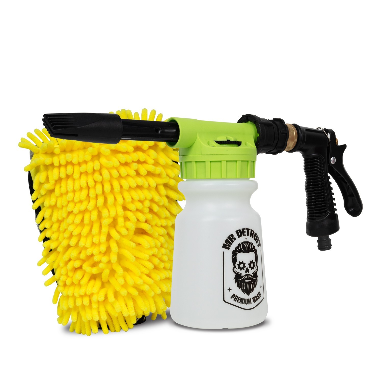 Mr. Detroit – Car Wash Foam Blaster & Chenille Car Wash Glove for Deep Detailing