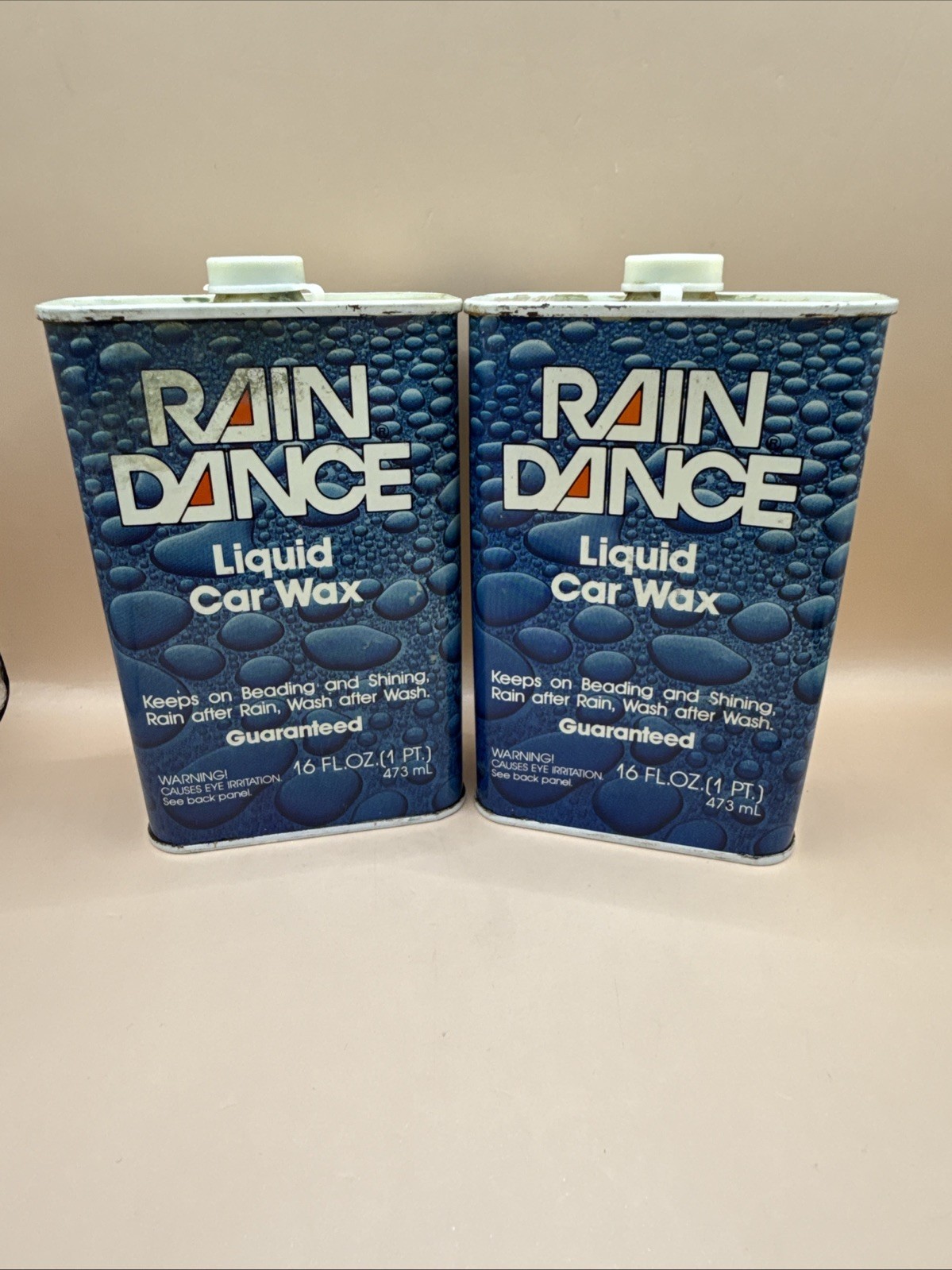 Vintage Original RAIN DANCE Liquid Car Wax 16 Oz Can NOS Borden 80s USA 50% Each