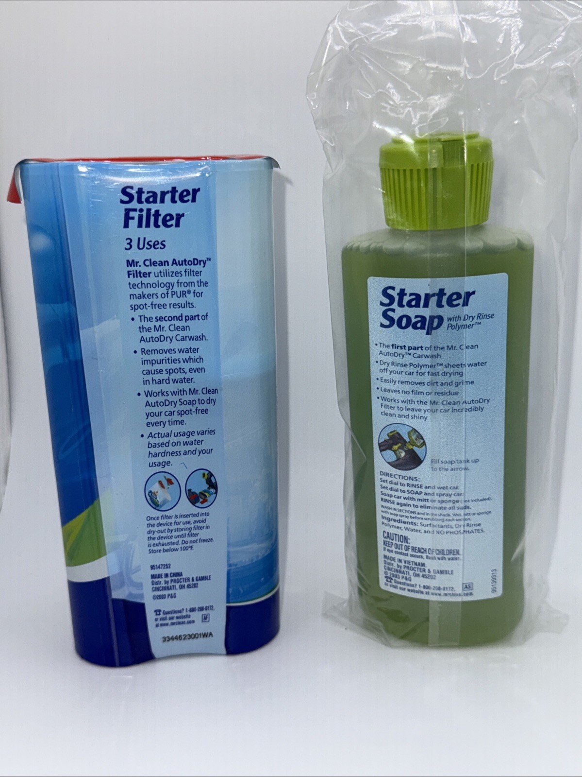 Mr. Clean Auto Dry Car Wash Starter Soap 6.7oz and Starter Filter New Sealed Set