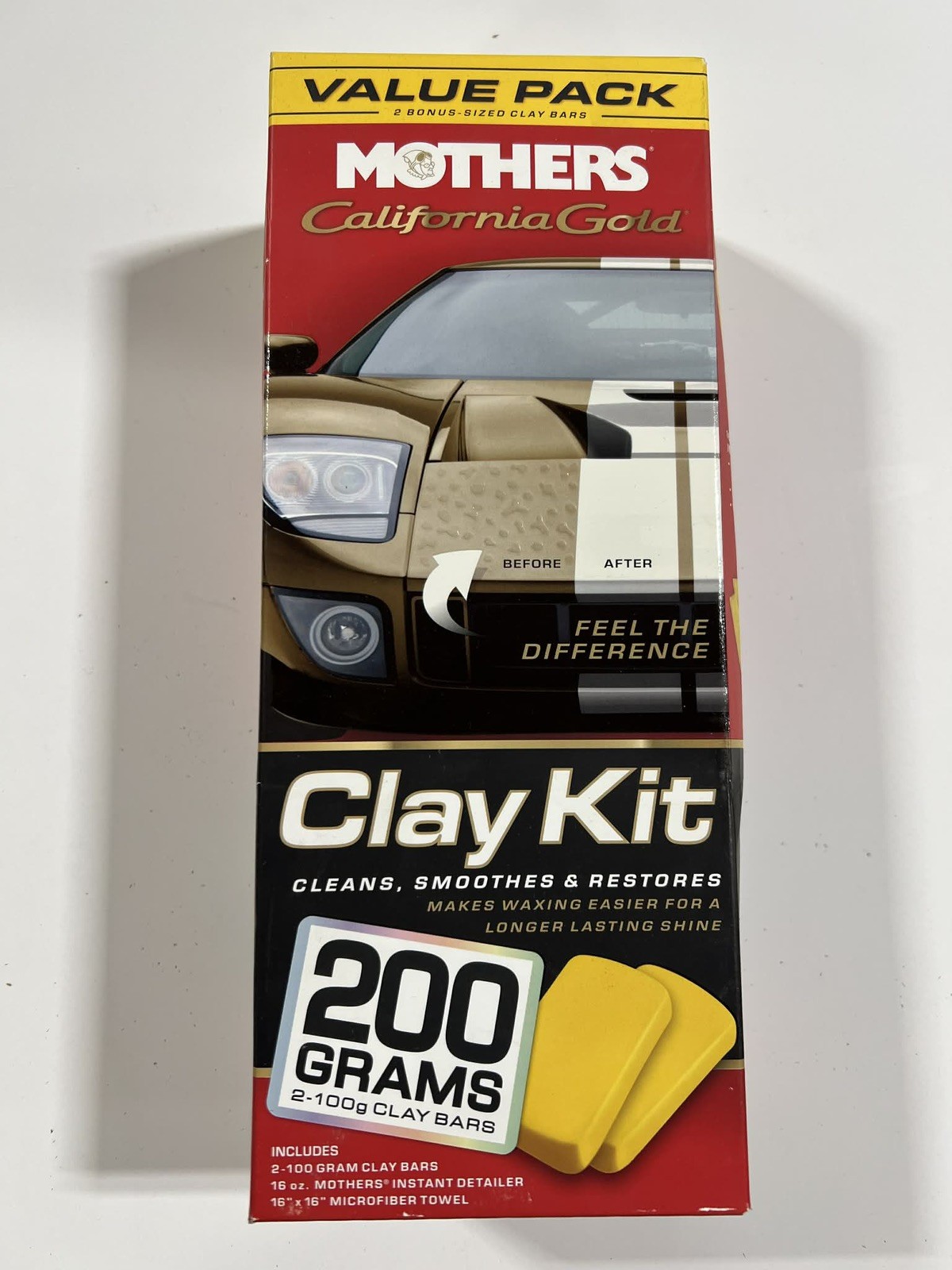 Mothers California Gold ValuePack 2-100 Grams Clay Bars,16oz Detailer,Mic.Towel