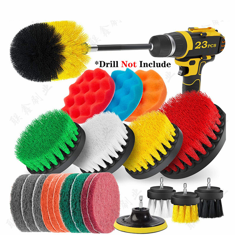 25pcs Car Drill Brush Cleaning Kit Interior Exterior Engine Wheel Multipurpose