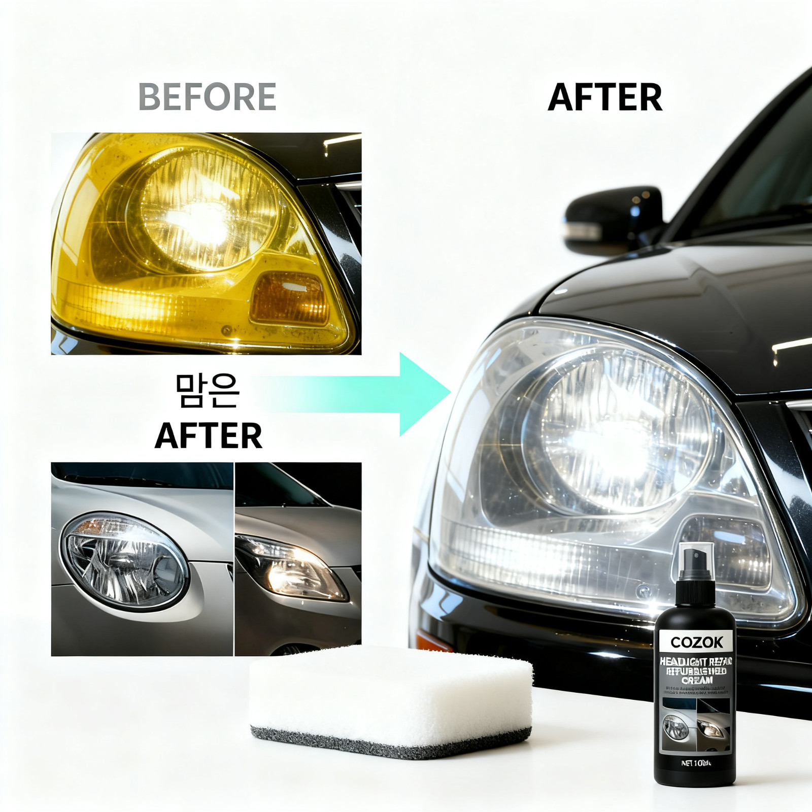 COZOK One-Step Headlight Restorer – No Sanding, Removes Yellowing, Restores Clar
