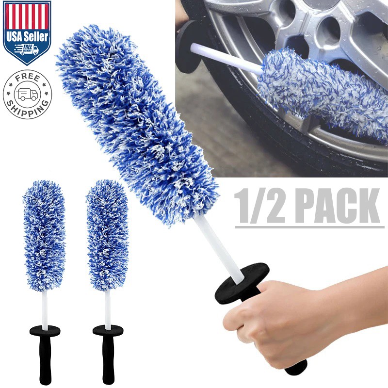 1/2x Car Alloy Wheel Cleaning Brush Tool Tire Washing Clean Soft Bristle Cleaner
