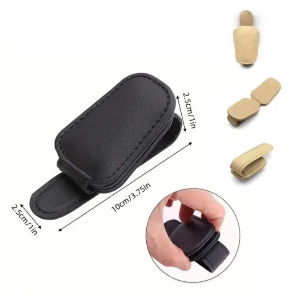 Car Sun Visor Glasses Case Holder Sunglasses Clip Ticket Card Multifunction