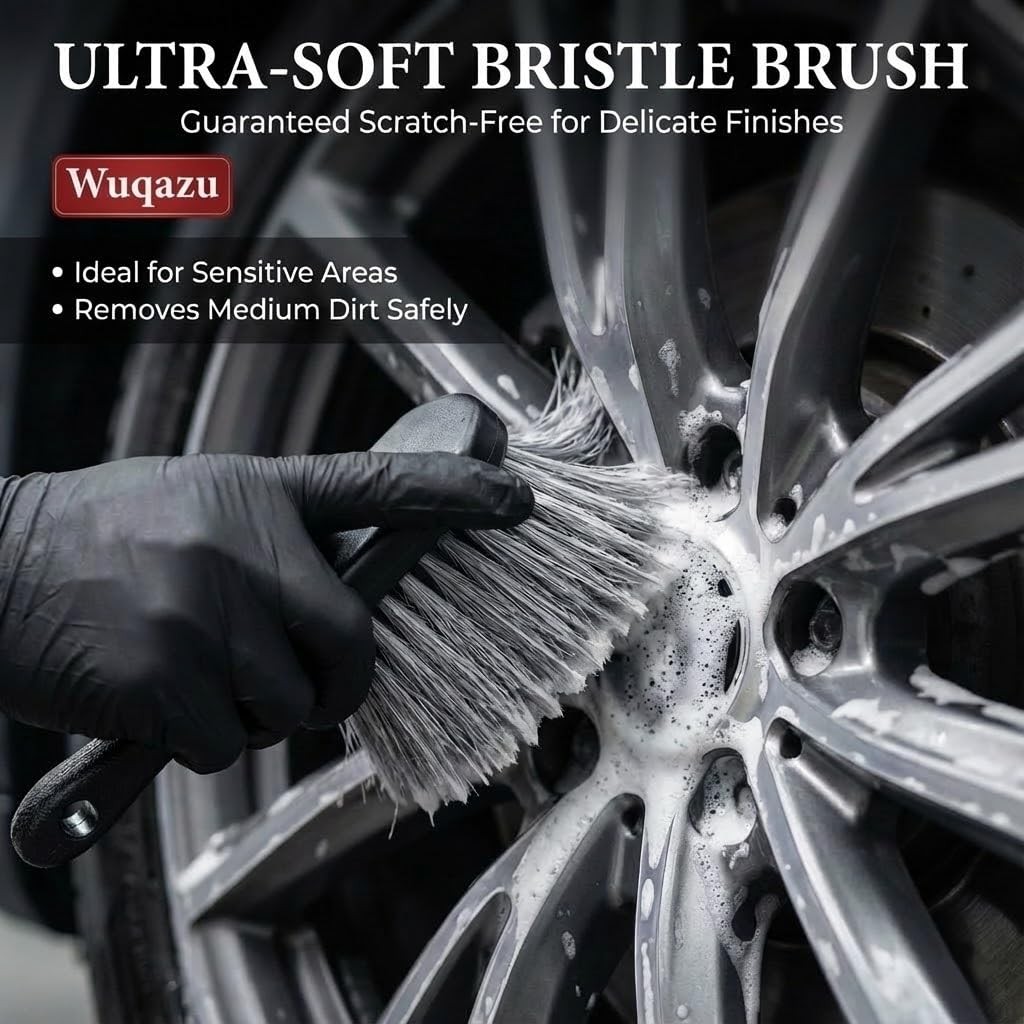 8PCS Wheel & Tire Cleaning Kit with Flexible Rim Brush and Storage Bag