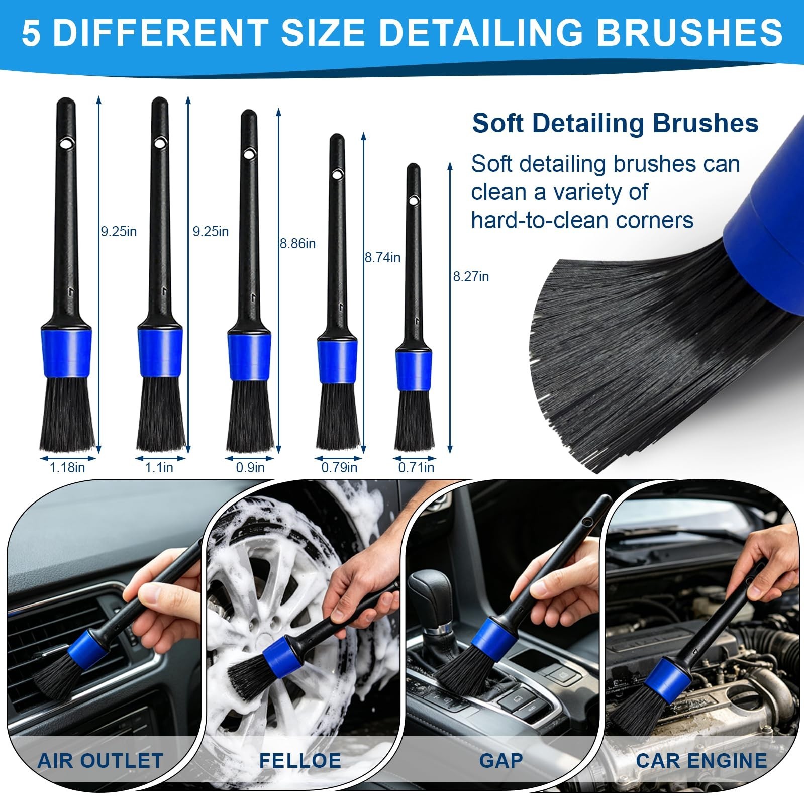 26PCS Car Detailing Kit – Brushes, Cleaning Tools, Auto Wash Accessories & Bag