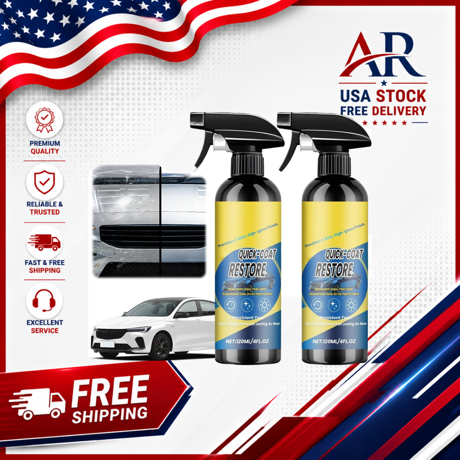 2Pcs Nano Quick Coat Restore Coating Spray,2026 New Advanced Automobile Quick-Ac