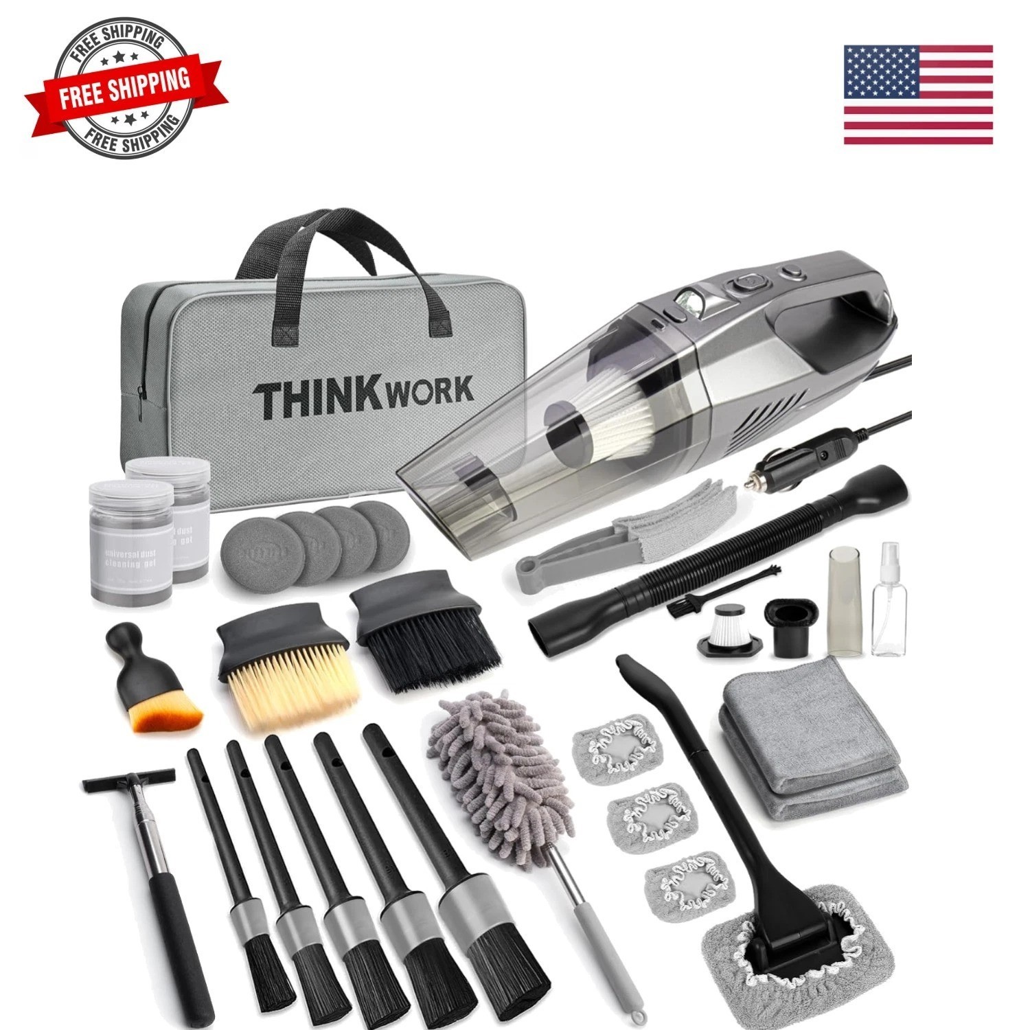 Car Cleaning Kit, Car Detailing Kit Interior Cleaner with High Power Handheld…