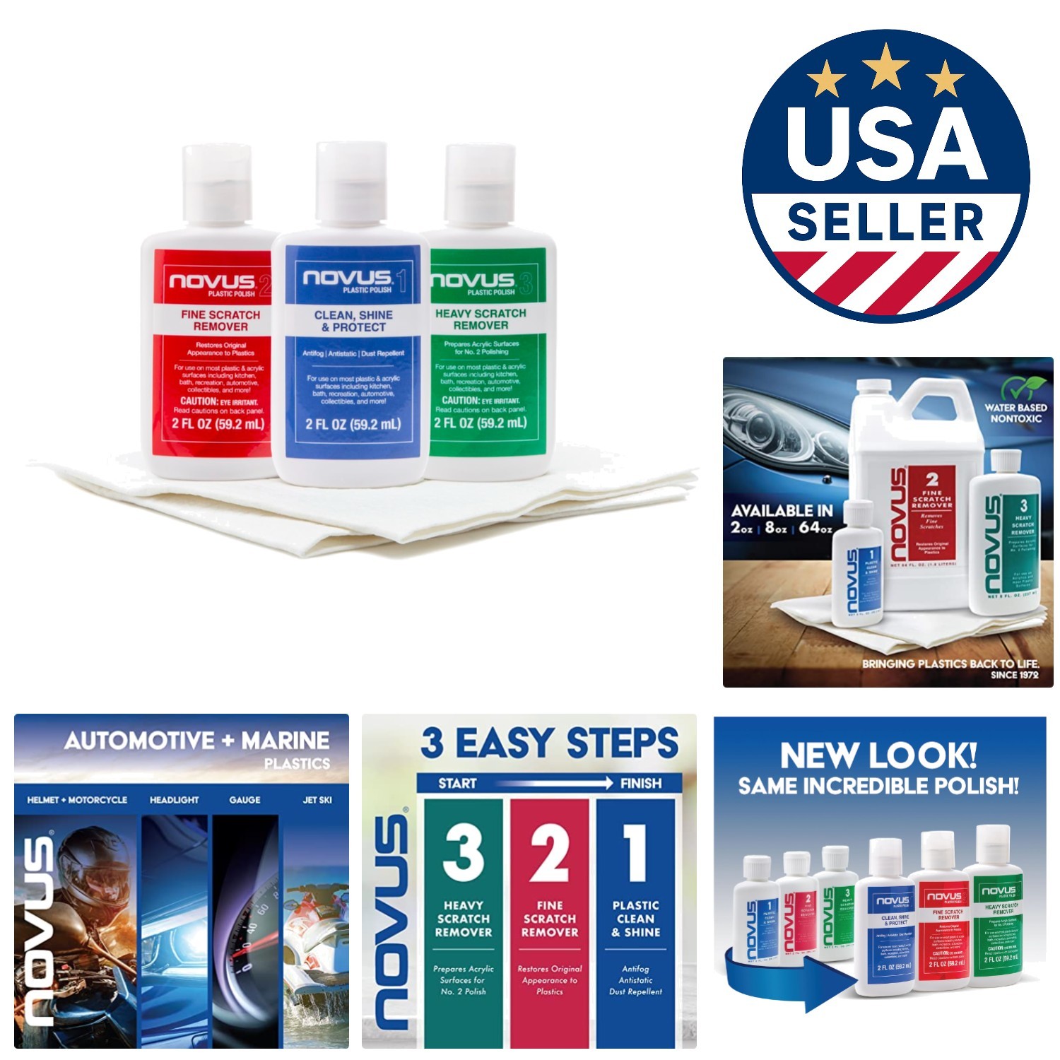 Ultimate Plastic Care System: Polish, Fine & Heavy Scratch Remover – 2 oz Duo